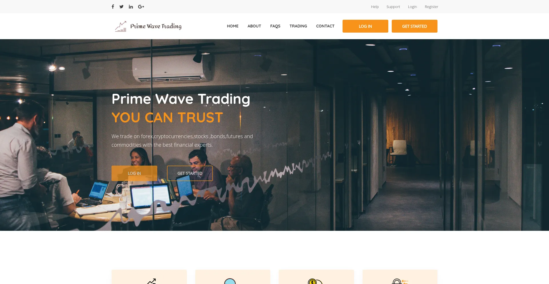Website screenshot of Primewavetrading.com