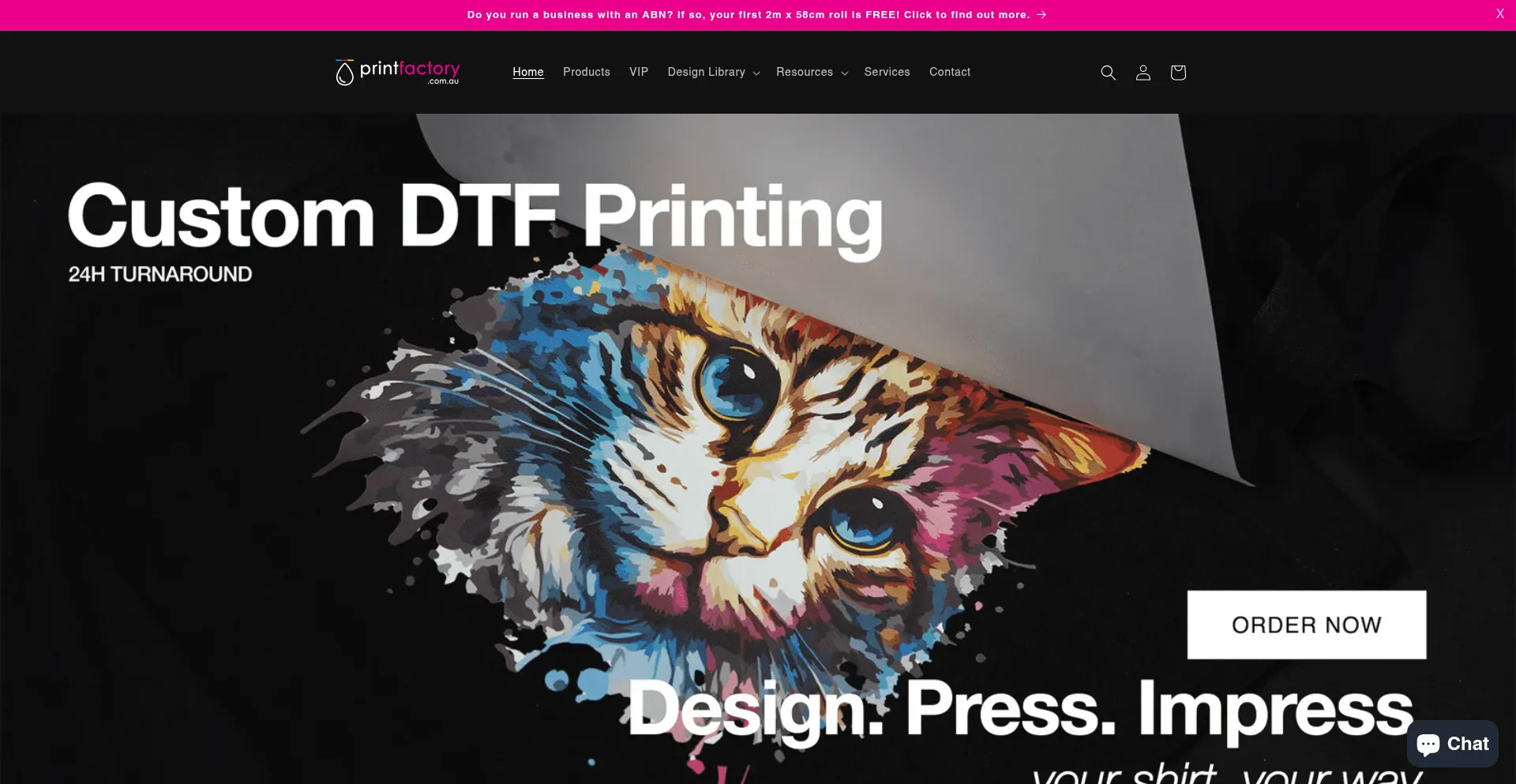 Website screenshot of Printfactory.com.au