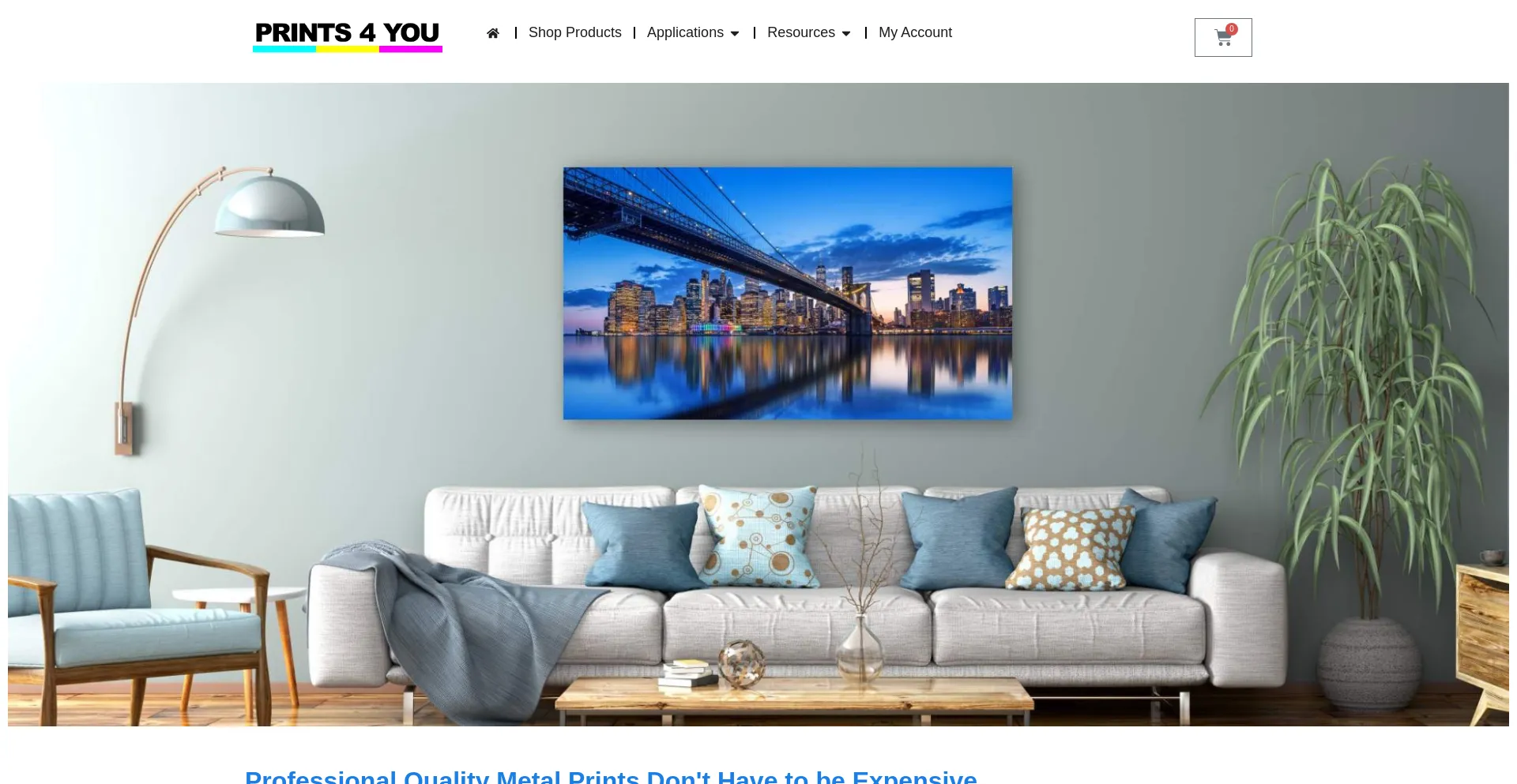 Website screenshot of Prints4you.com