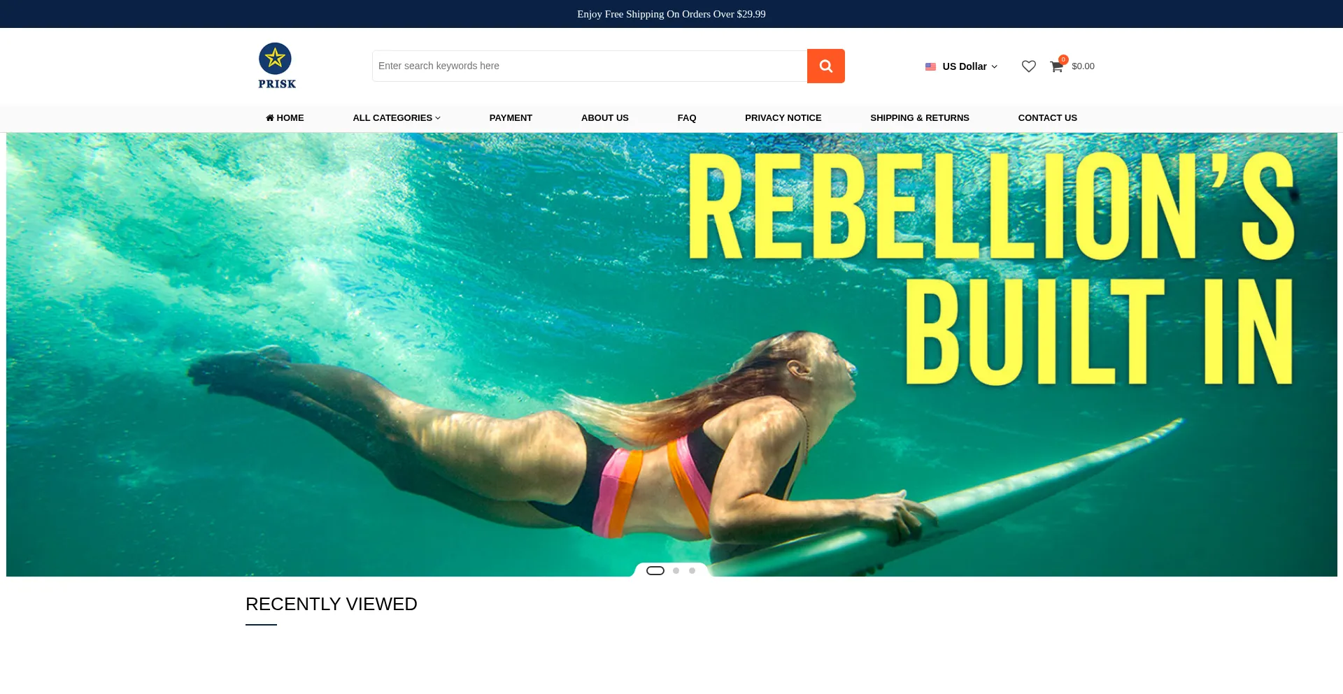 Website screenshot of Prisk.org