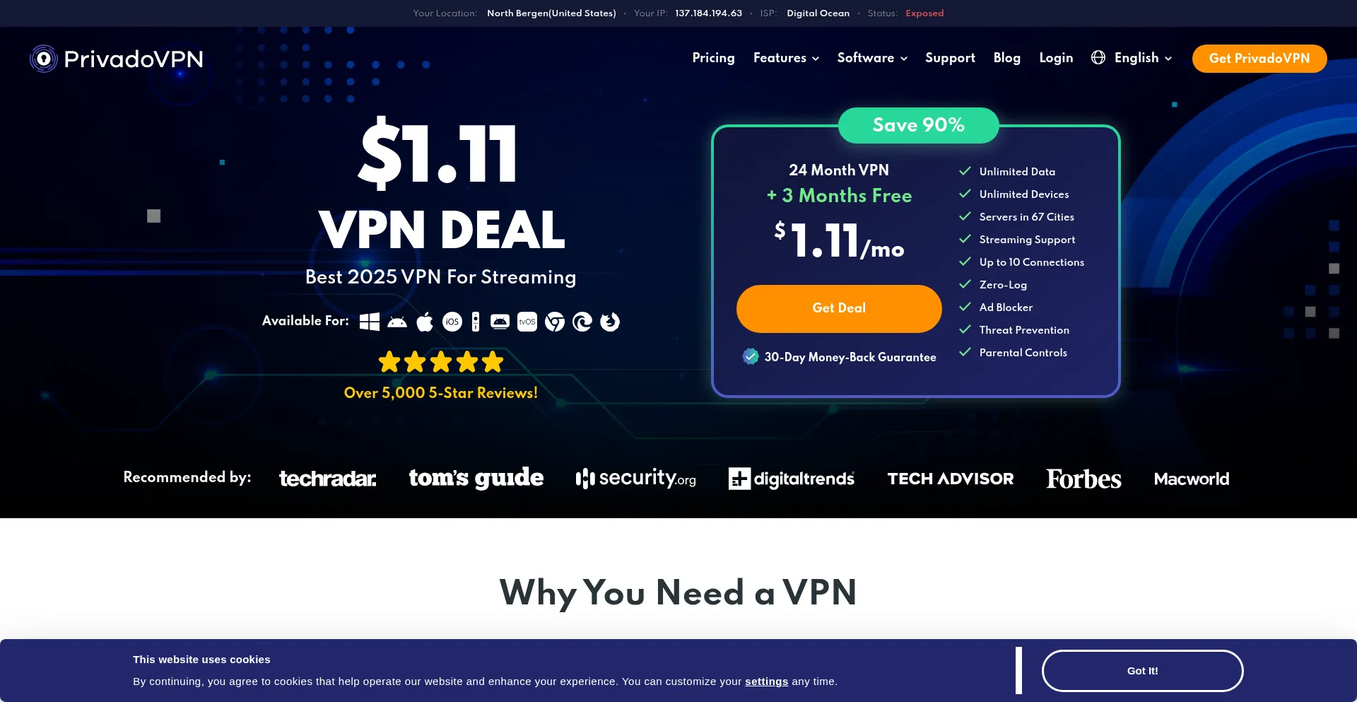 Website screenshot of Privado.io