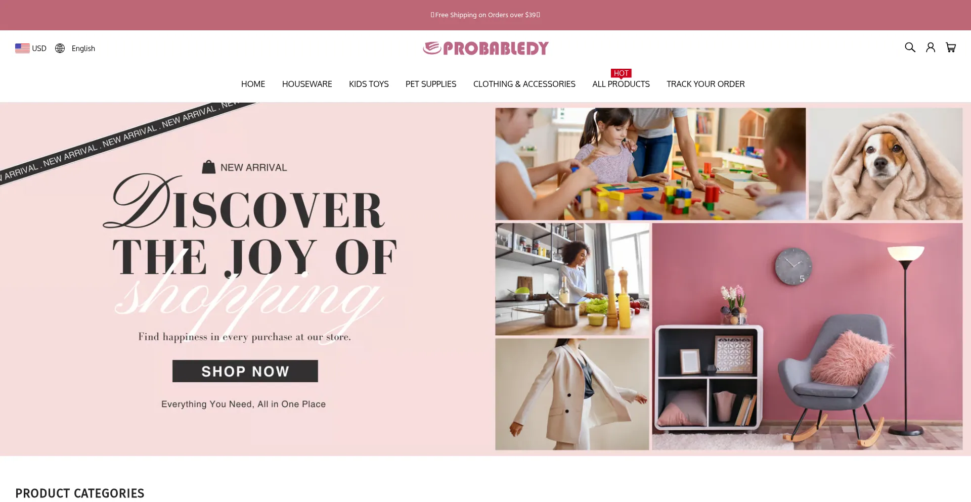 Website screenshot of Probabledy.com