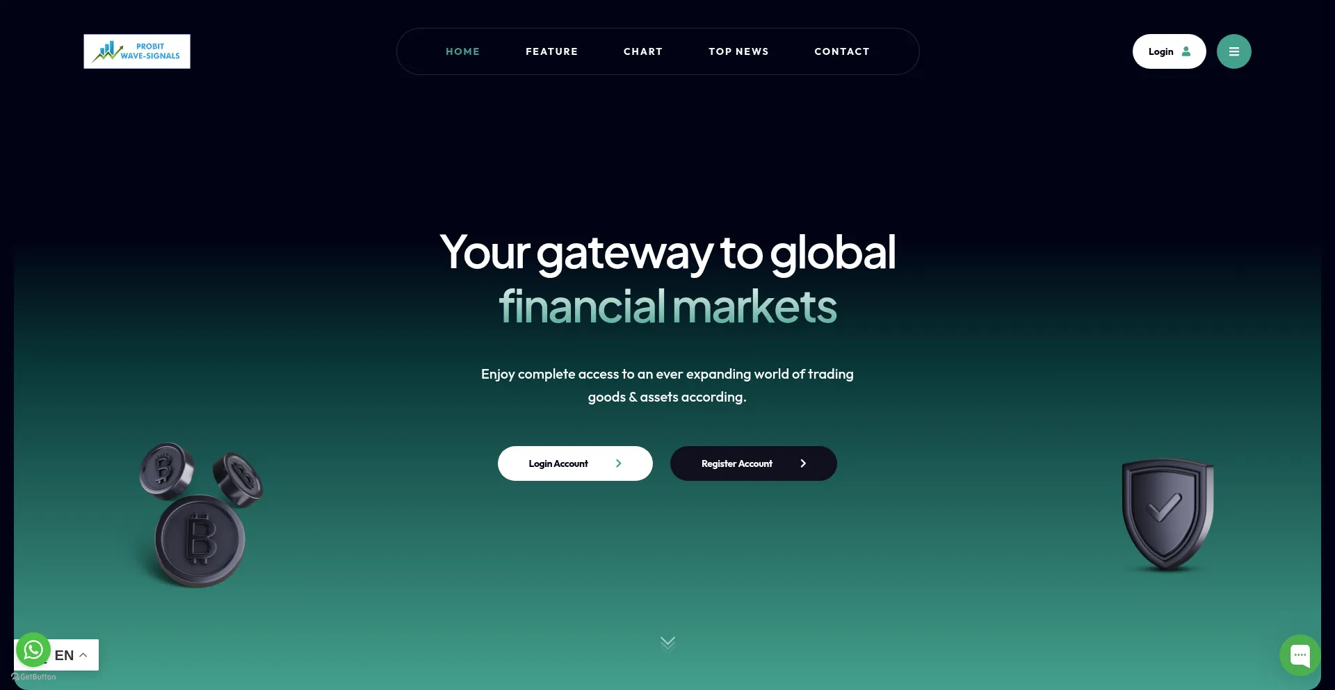 Website screenshot of Probitwavesignal.live