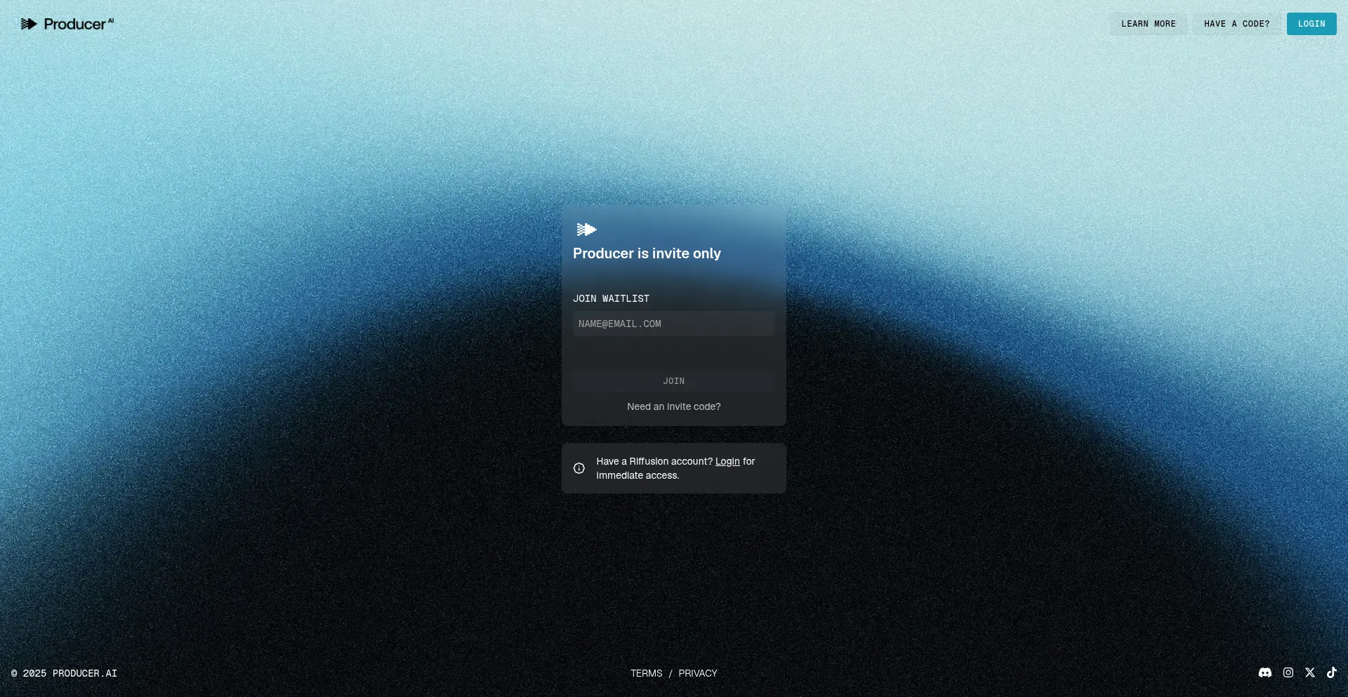 Website screenshot of Producer.ai