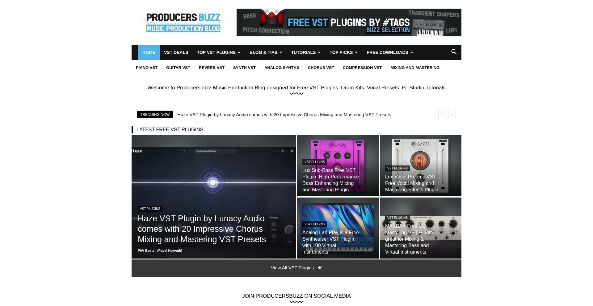 Website screenshot of Producersbuzz.com