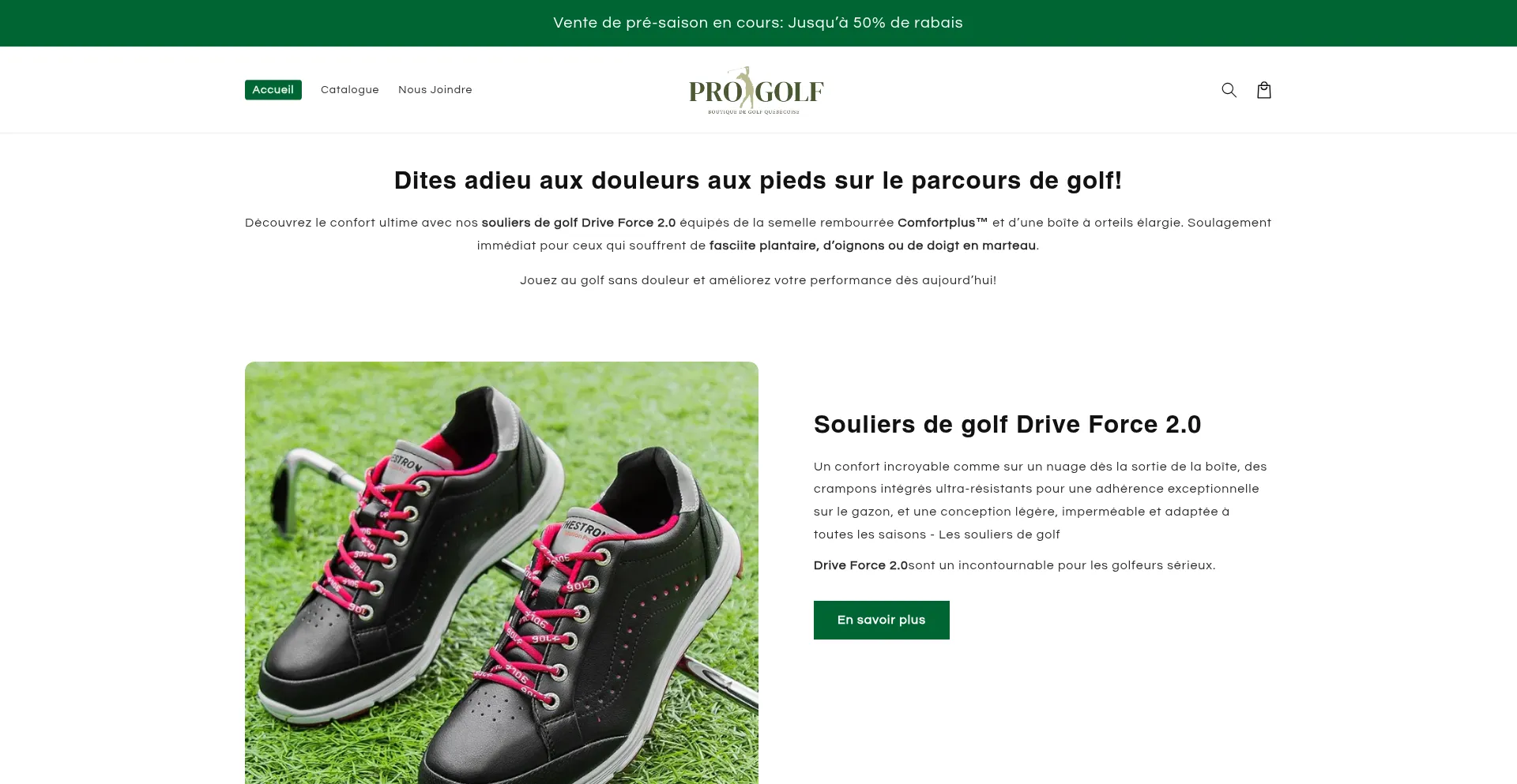 Website screenshot of Progolfquebec.com
