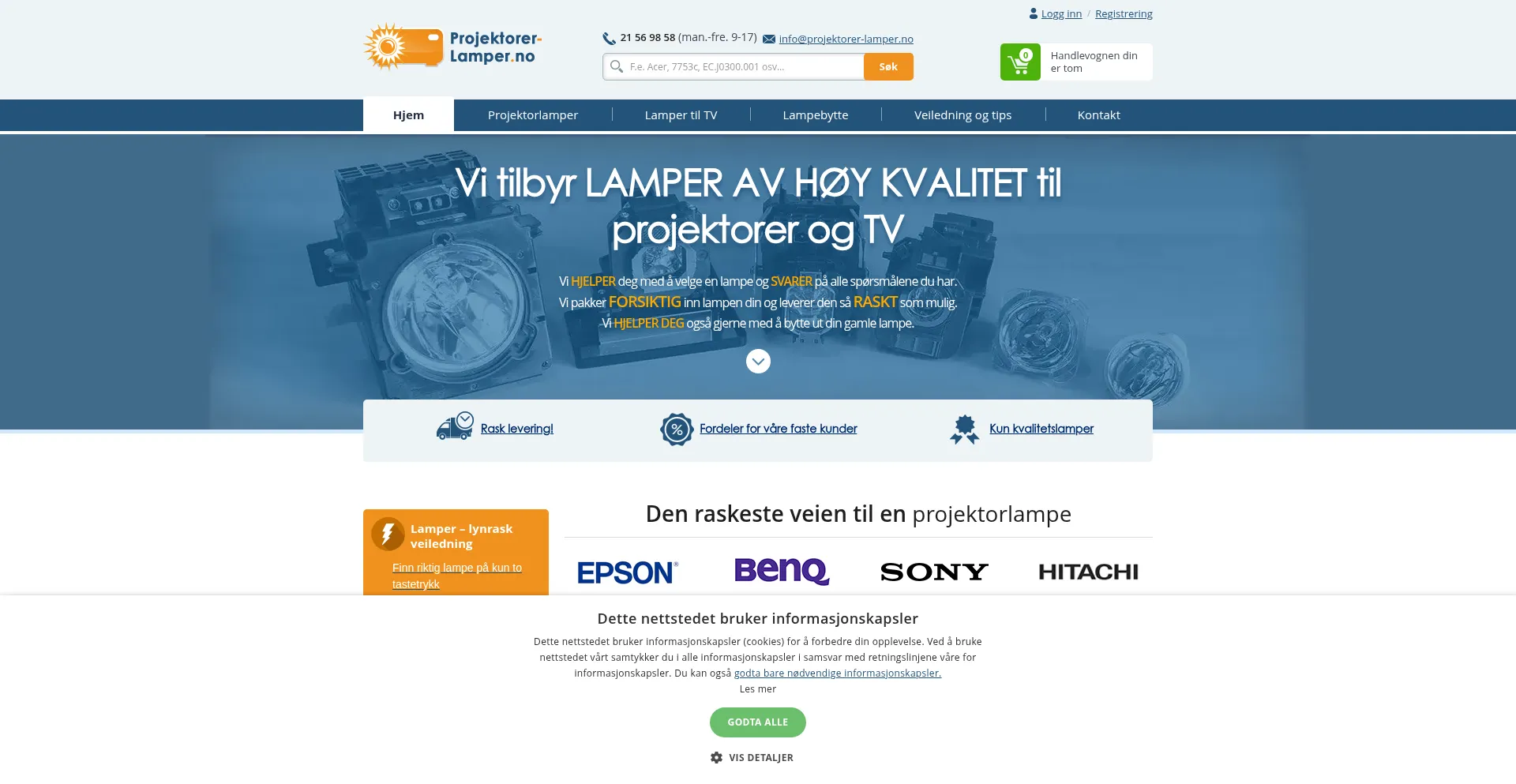 Projektorer-lamper.no