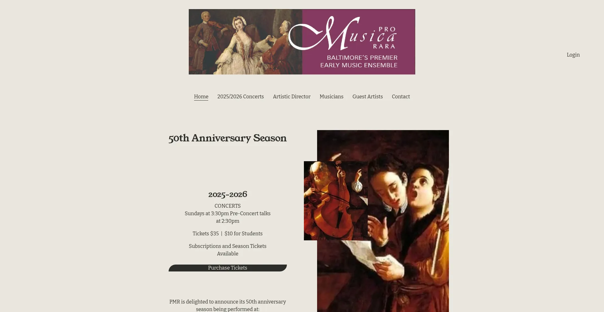 Website screenshot of Promusicarara.org