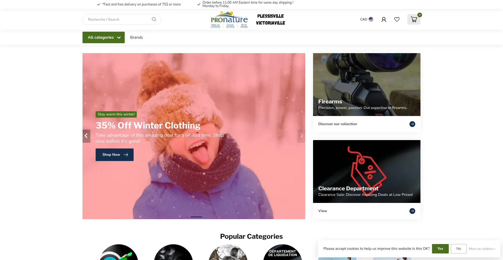 Website screenshot of Pronatureplessisvicto.ca