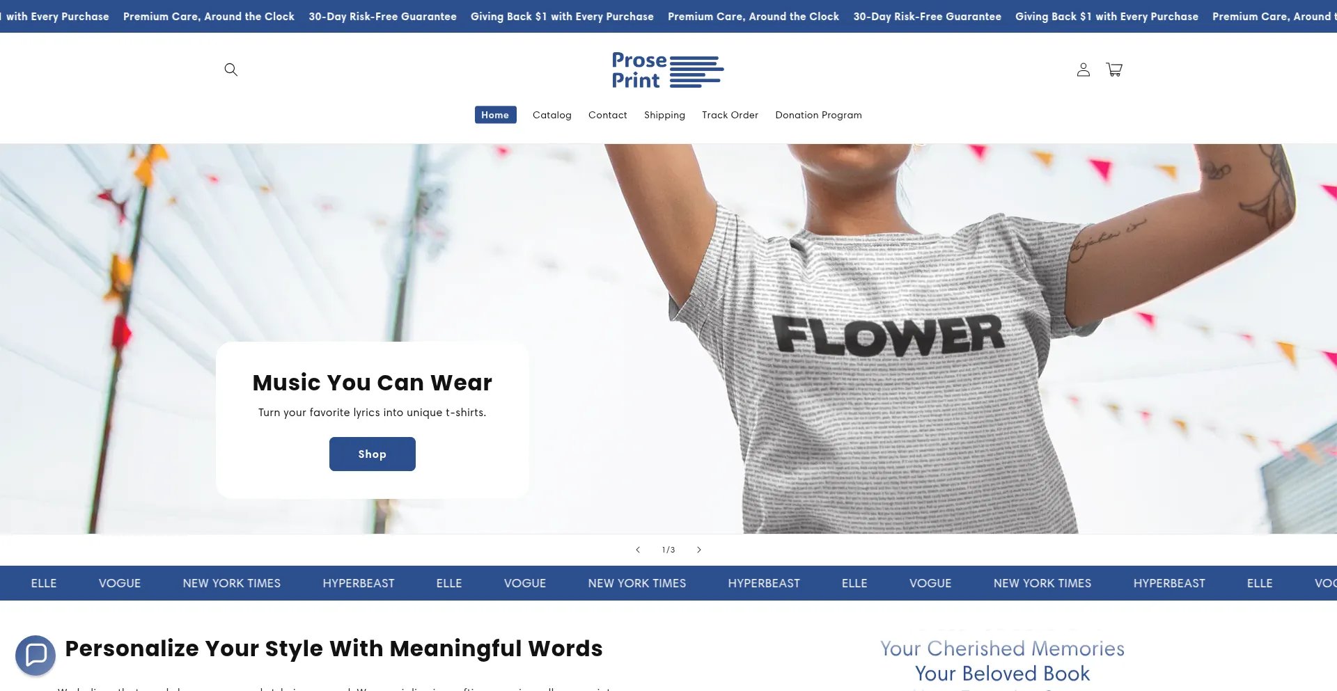 Website screenshot of Proseprint.com