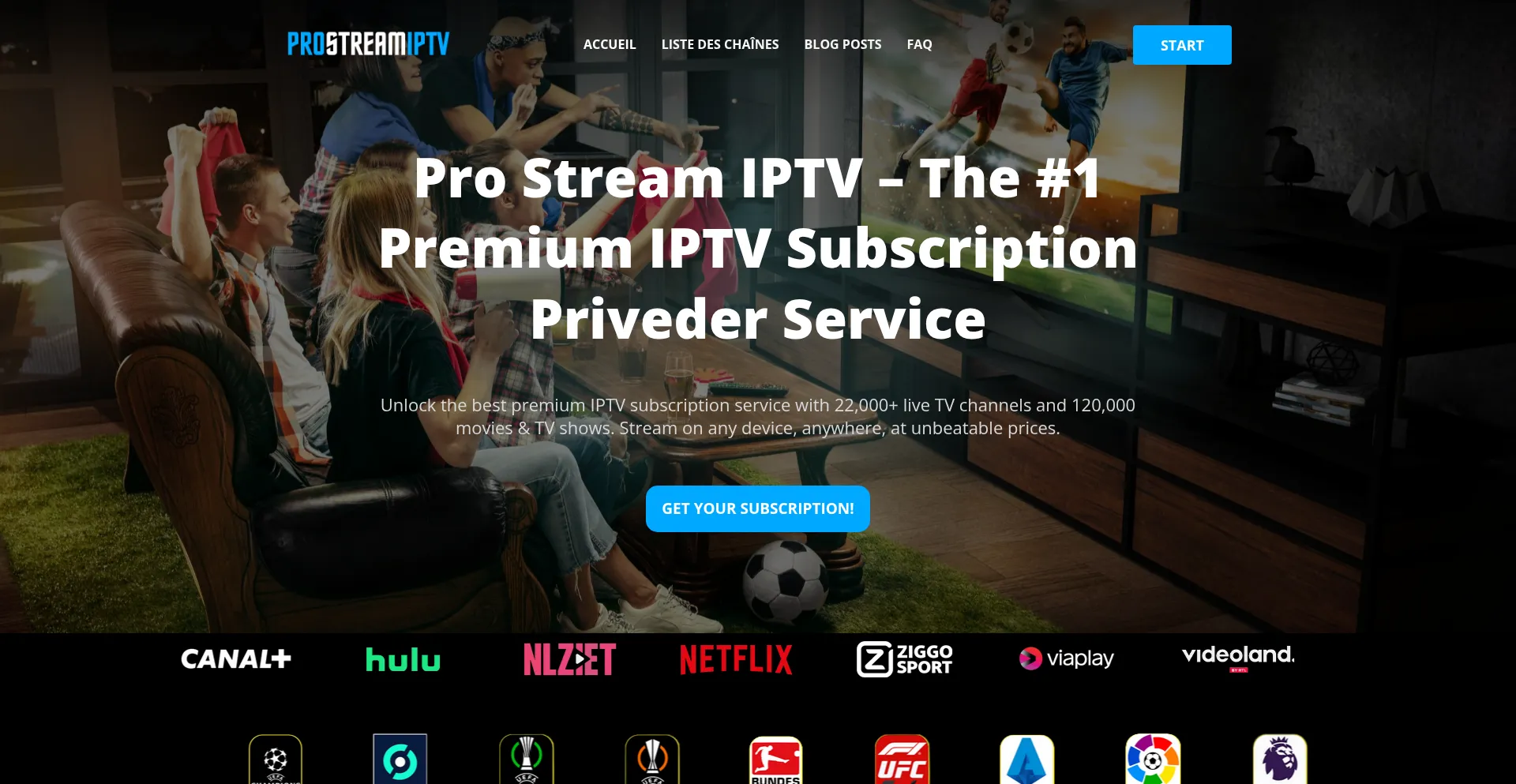 Website screenshot of Prostreamiptv.com