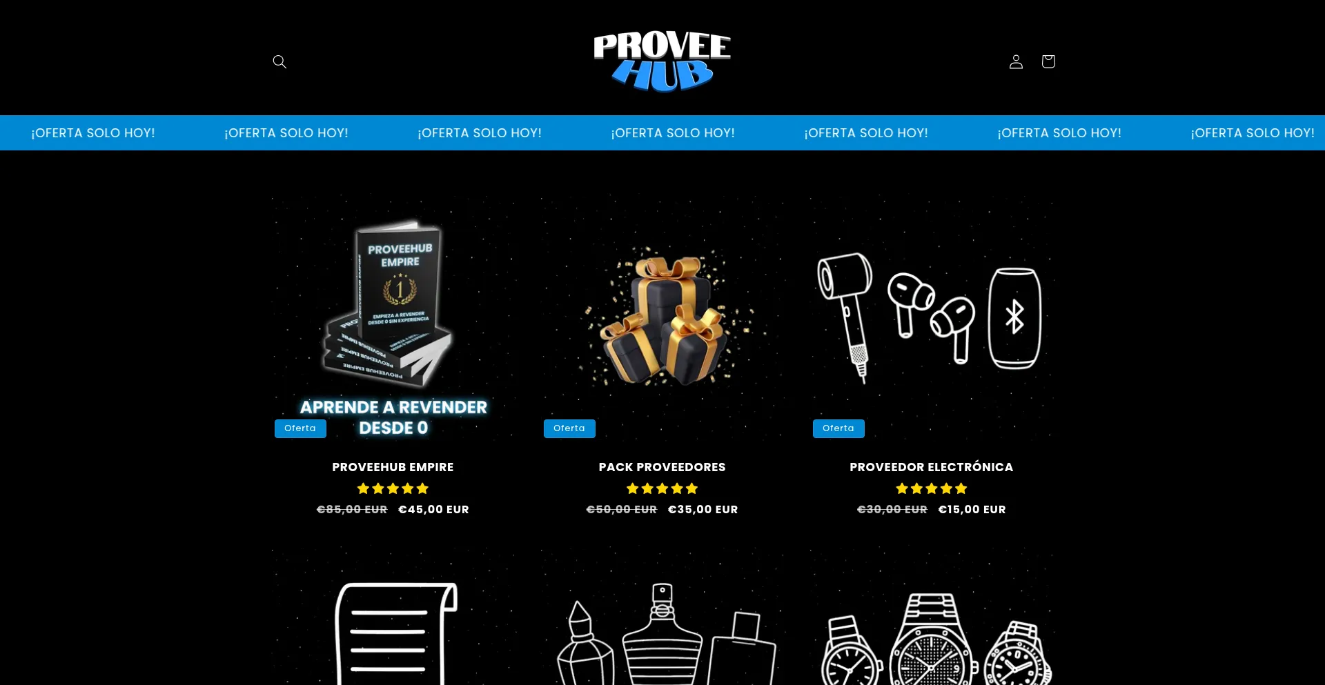 Website screenshot of Proveehub.es