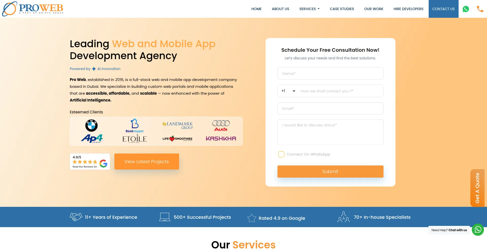 Website screenshot of Prowebtechnos.com