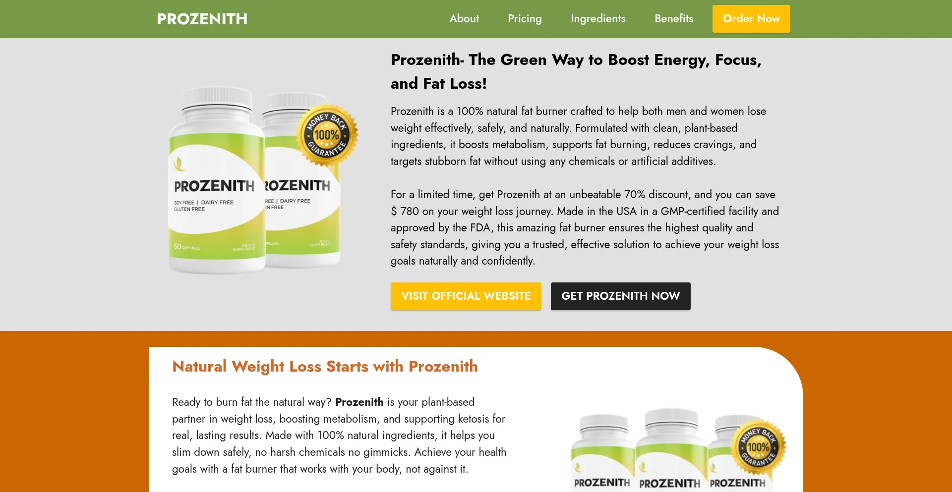 Website screenshot of Prozenith-official.com