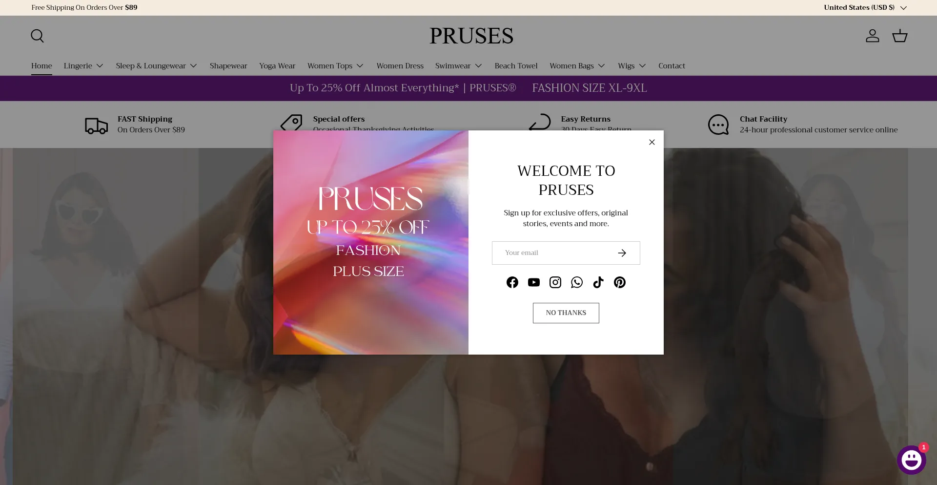 Website screenshot of Pruses.com