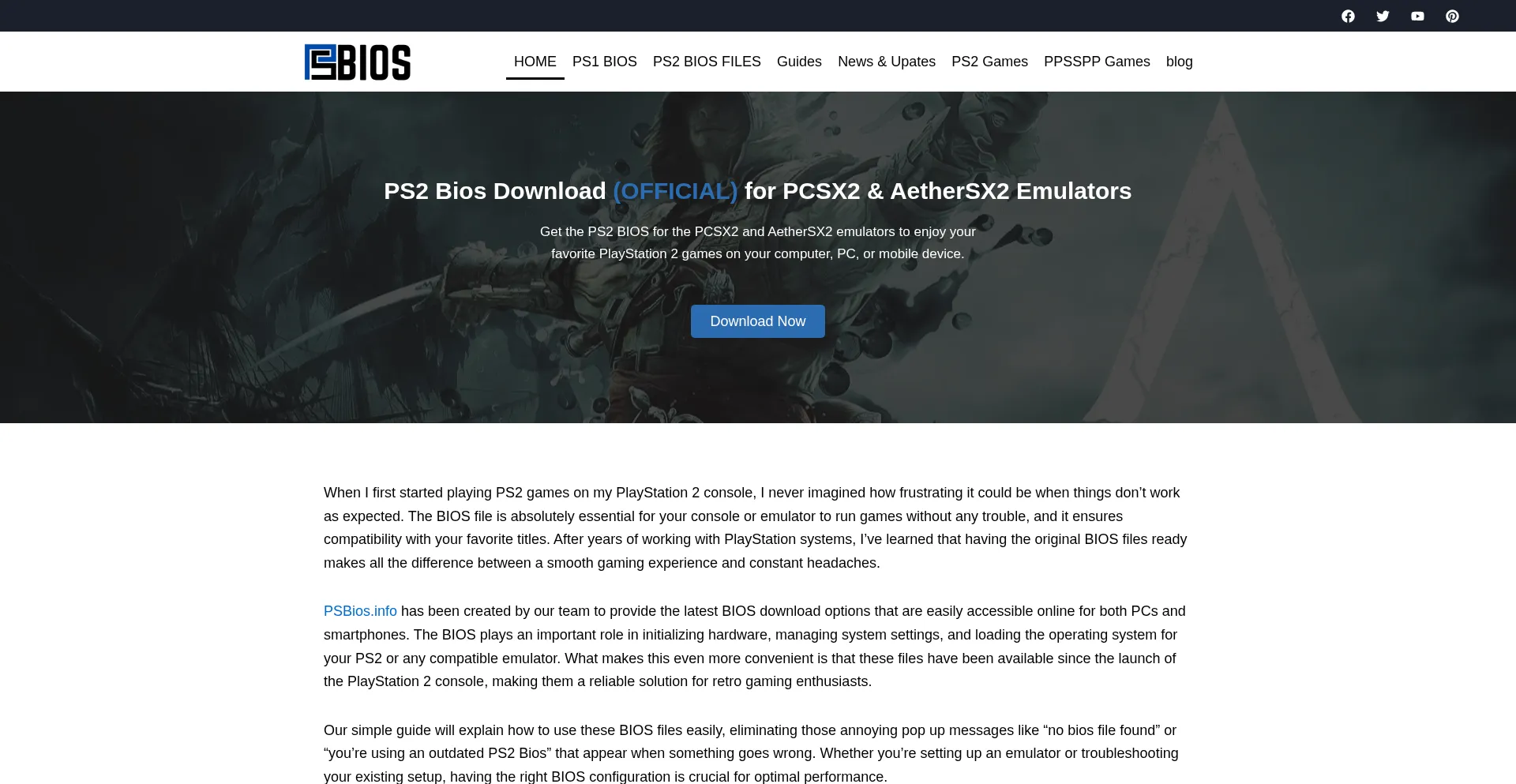 Website screenshot of Psbios.info