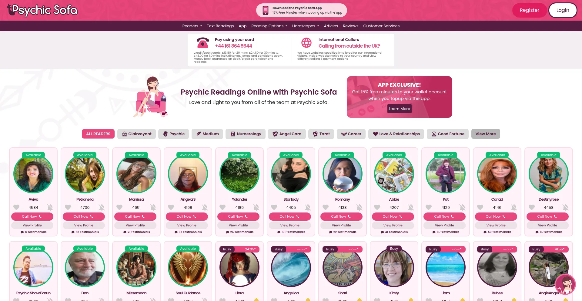 Psychicsofa.com Screenshot