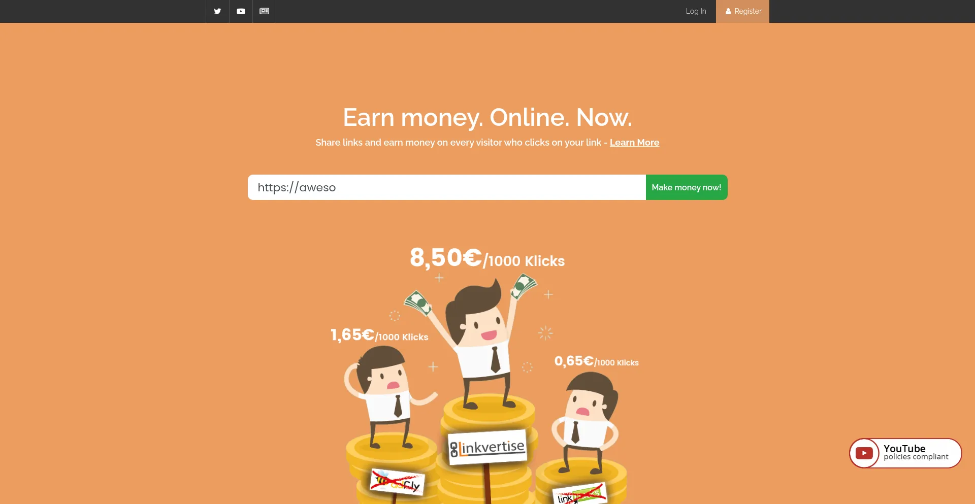 Website screenshot of Publisher.linkvertise.com