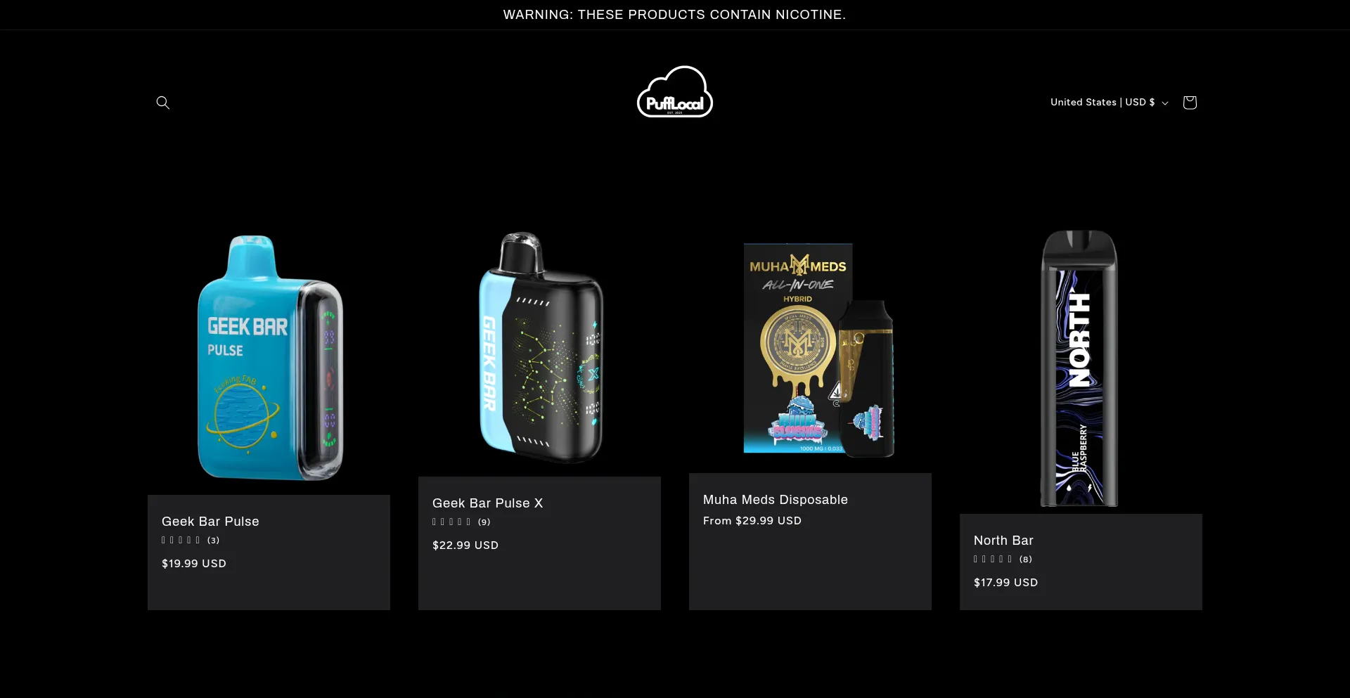 Website screenshot of Pufflocal.com