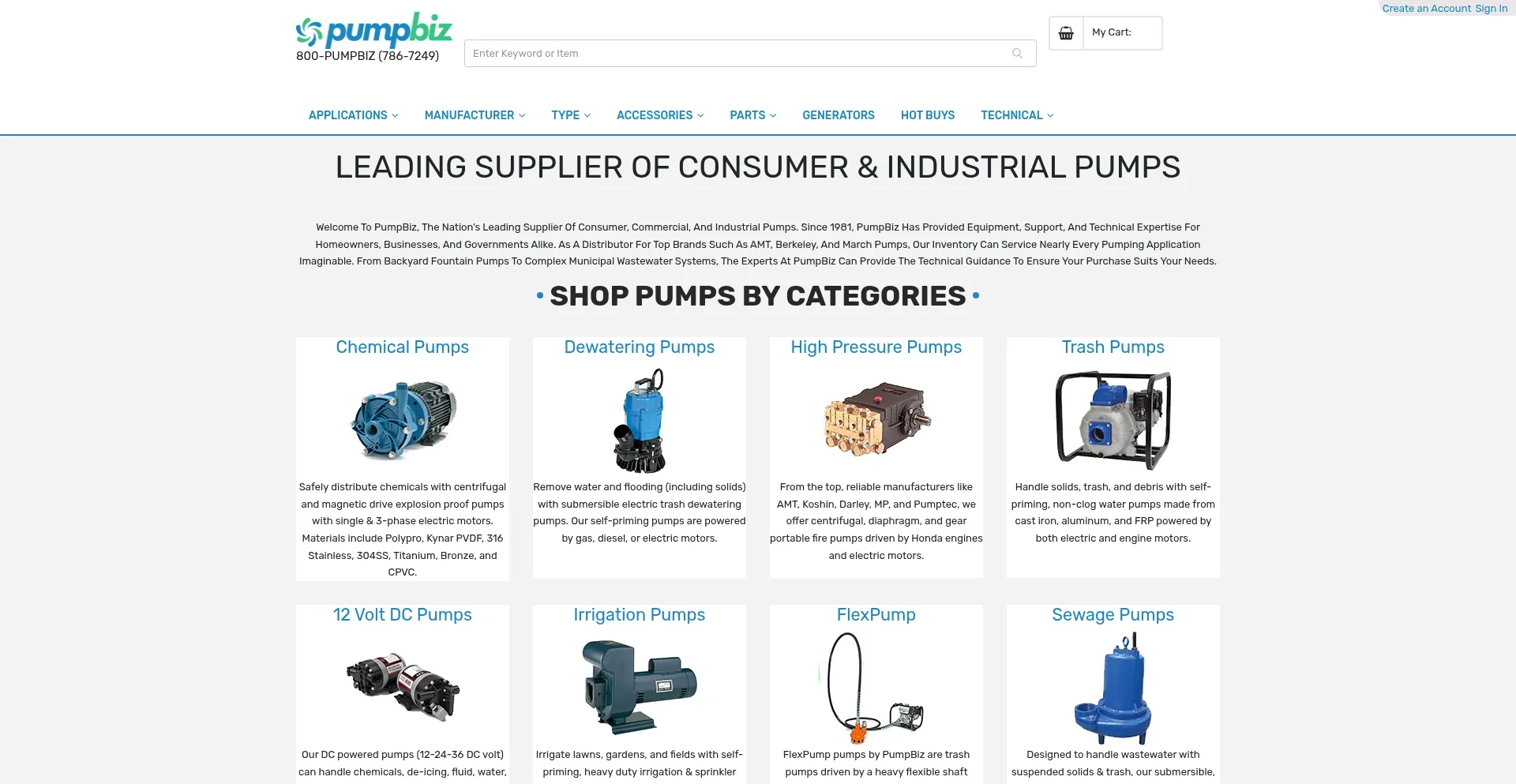 Website screenshot of Pumpbiz.com