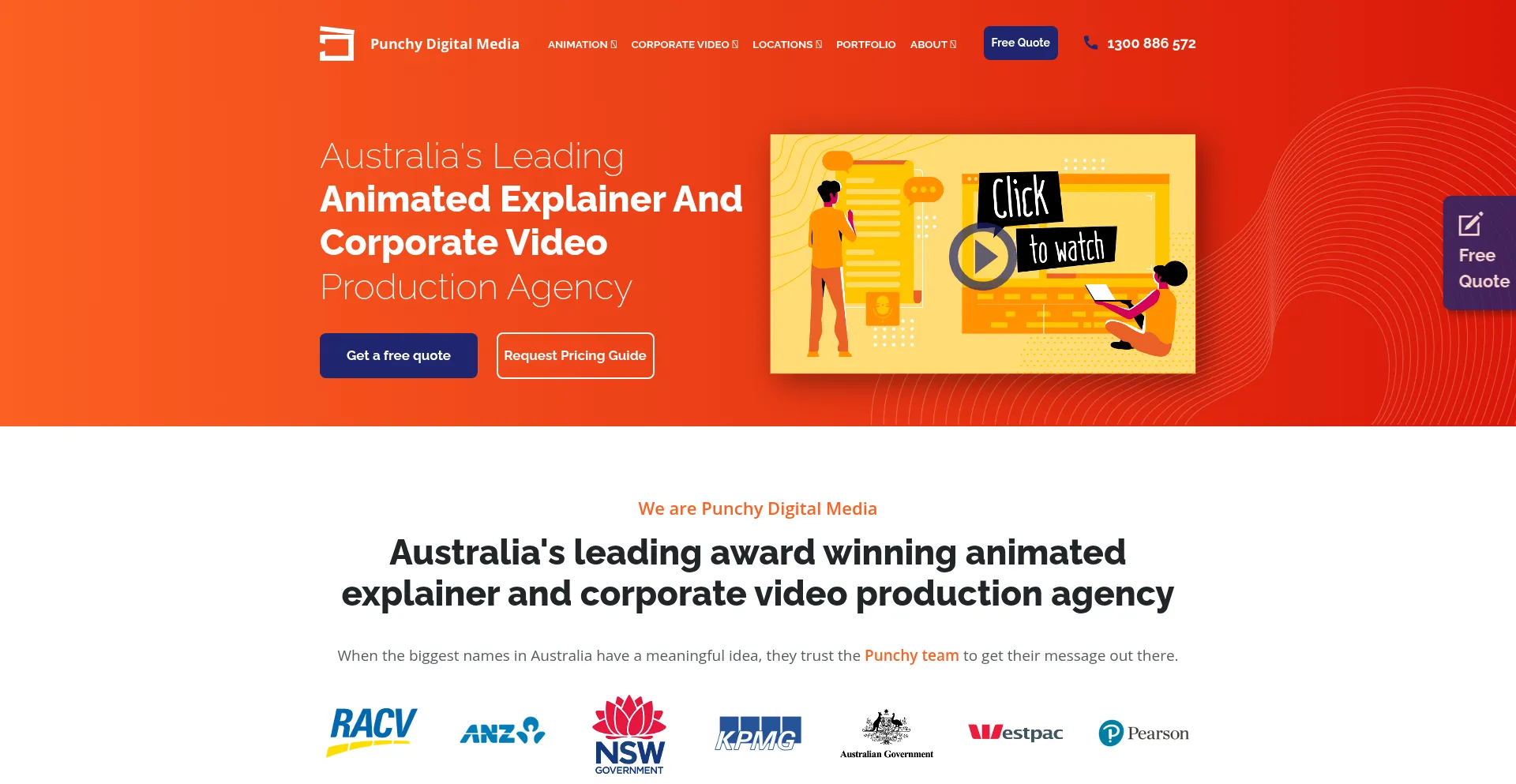 Website screenshot of Punchydigitalmedia.com.au