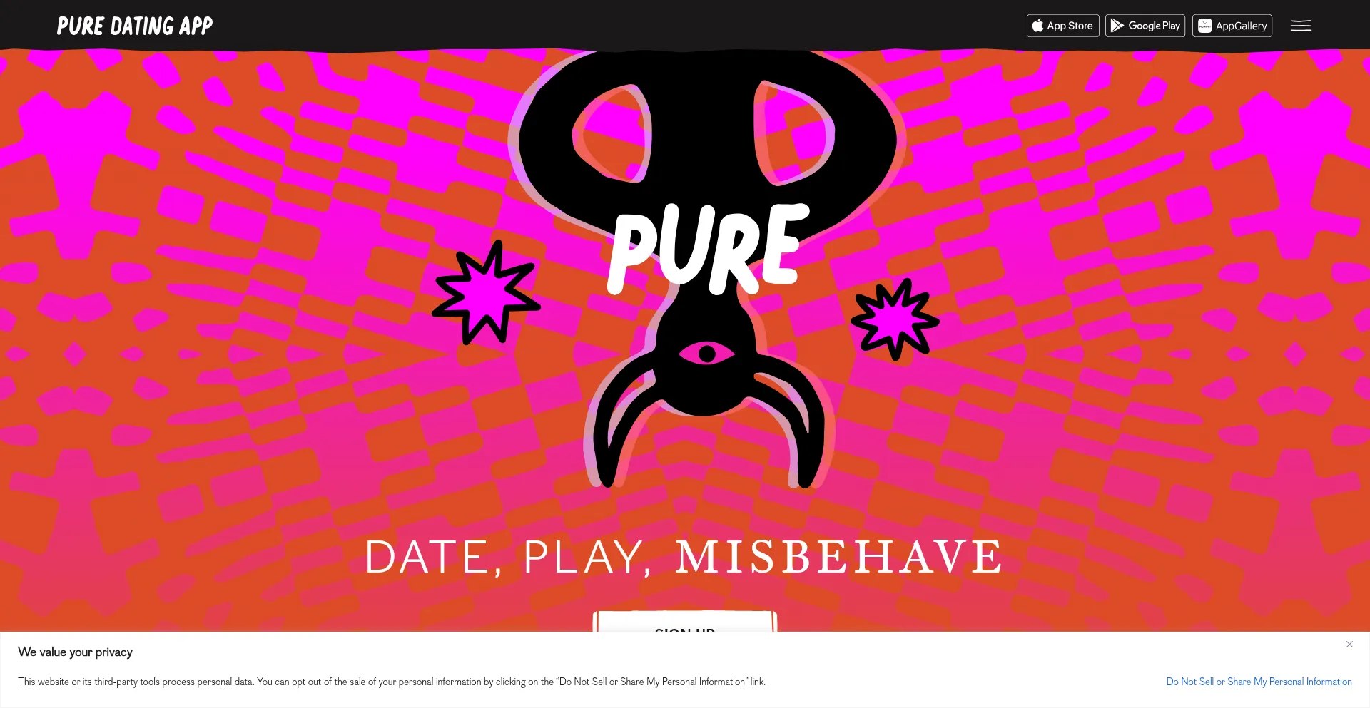 Website screenshot of Pure.app