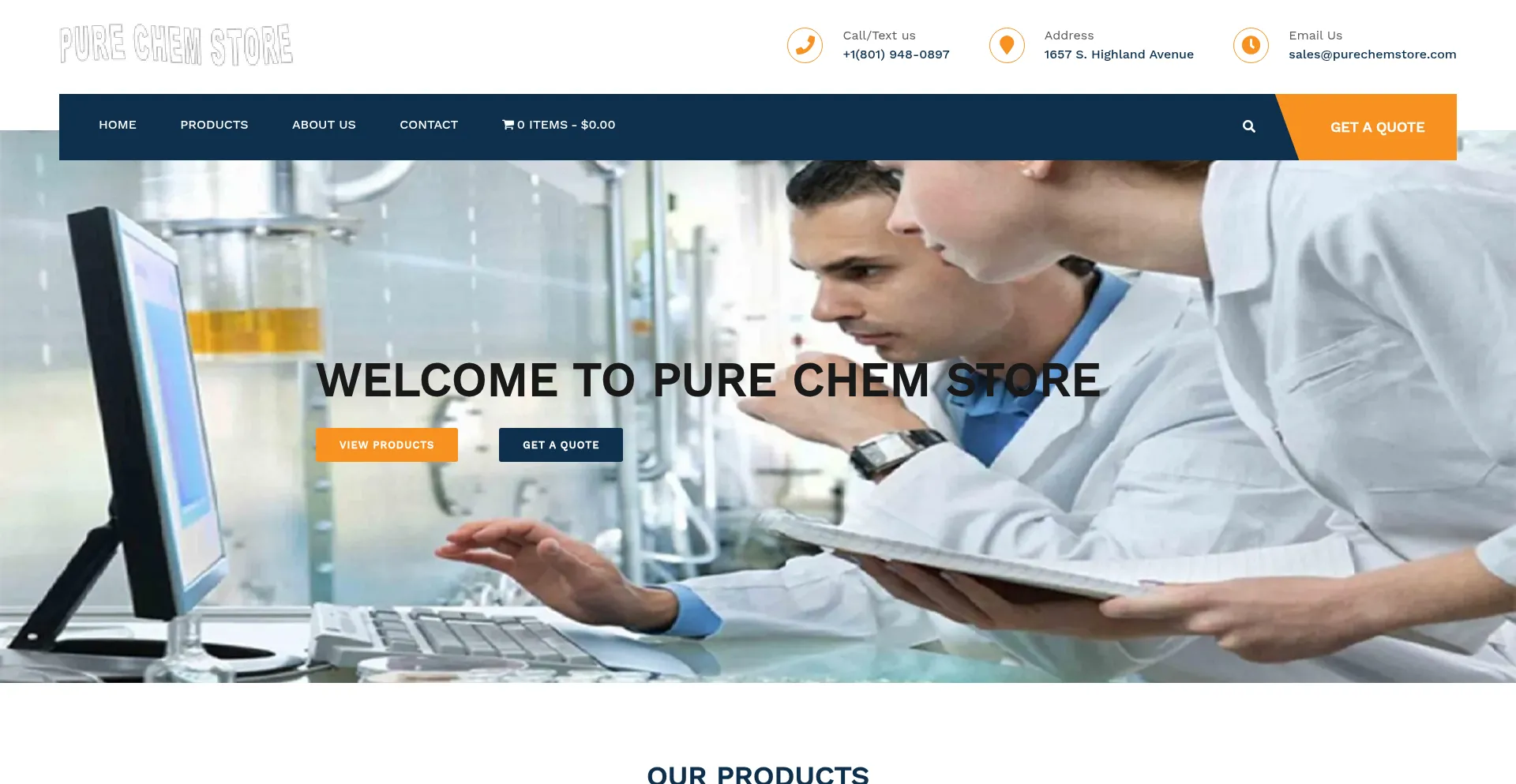 Website screenshot of Purechemstore.com