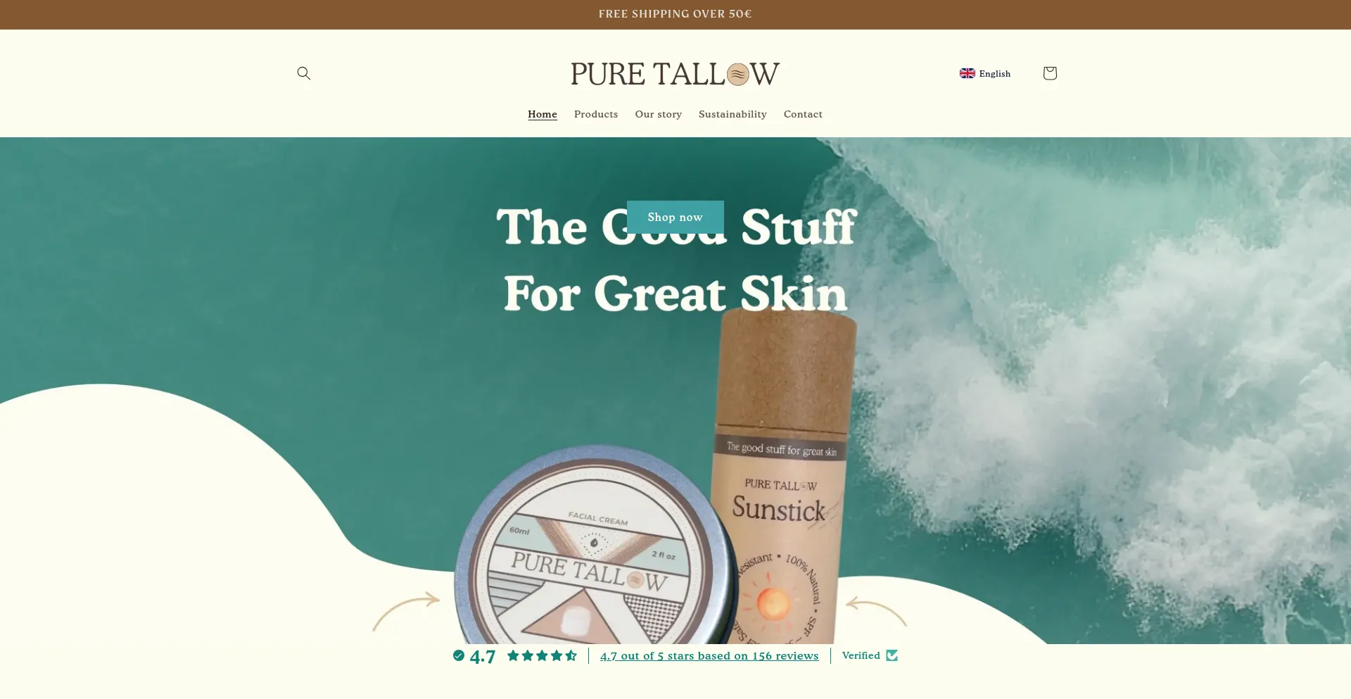 Website screenshot of Puretallow.eu