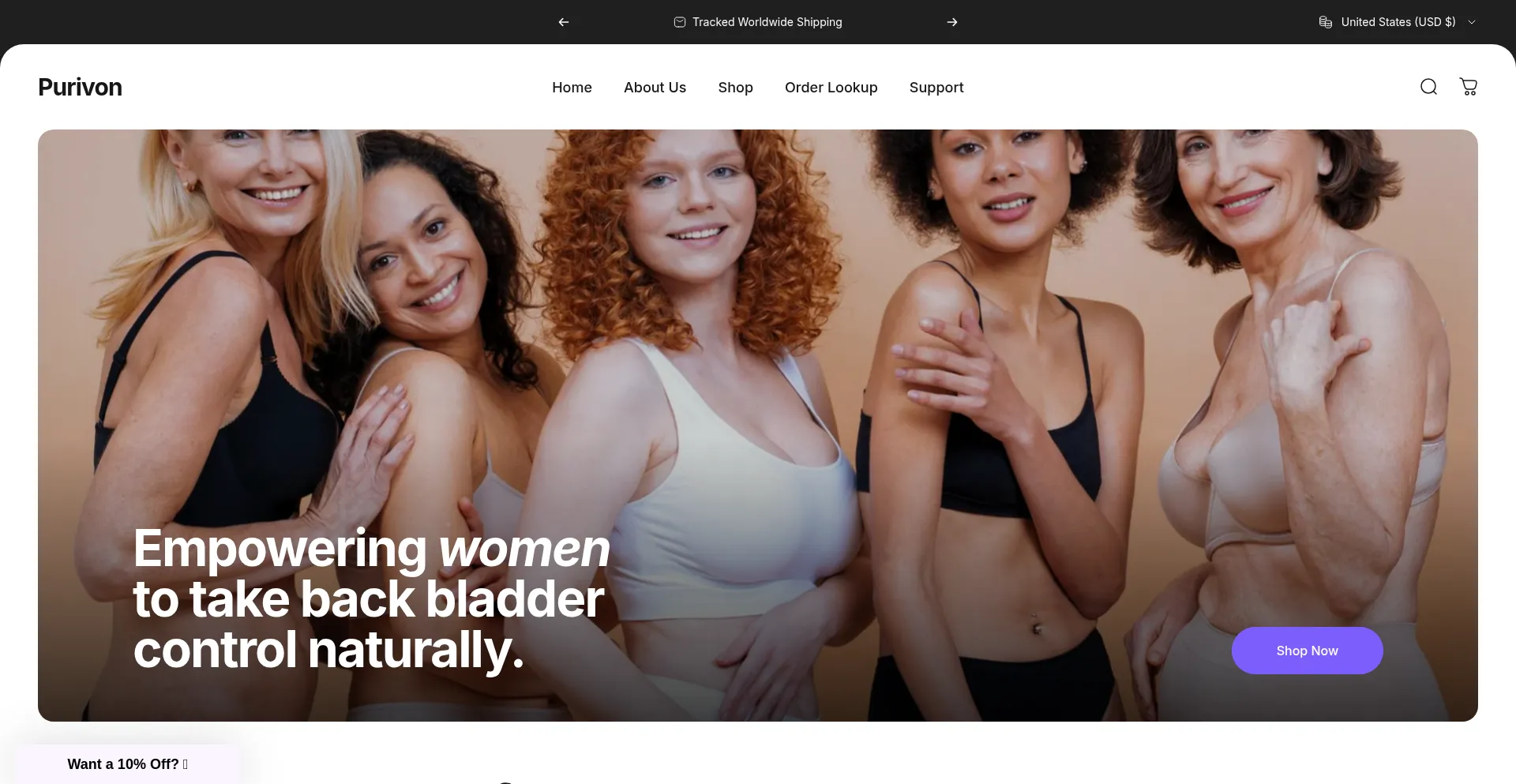 Website screenshot of Purivon.com