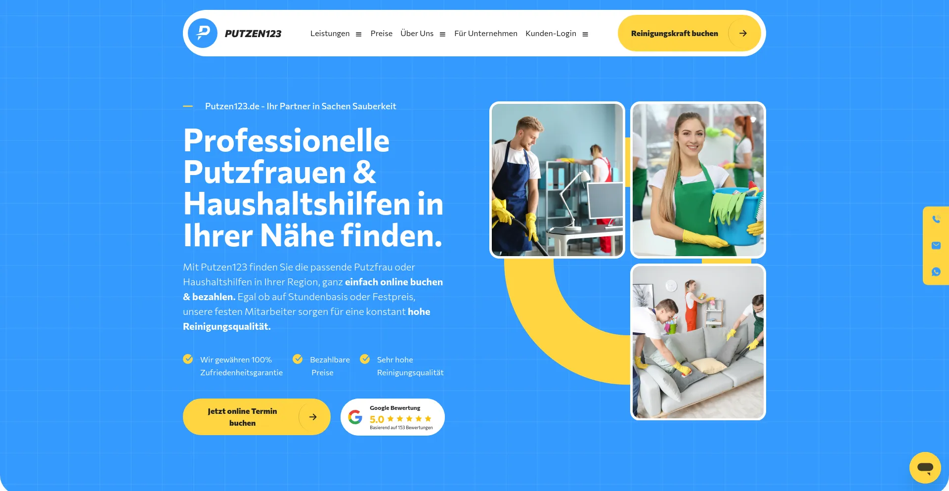 Website screenshot of Putzen123.de