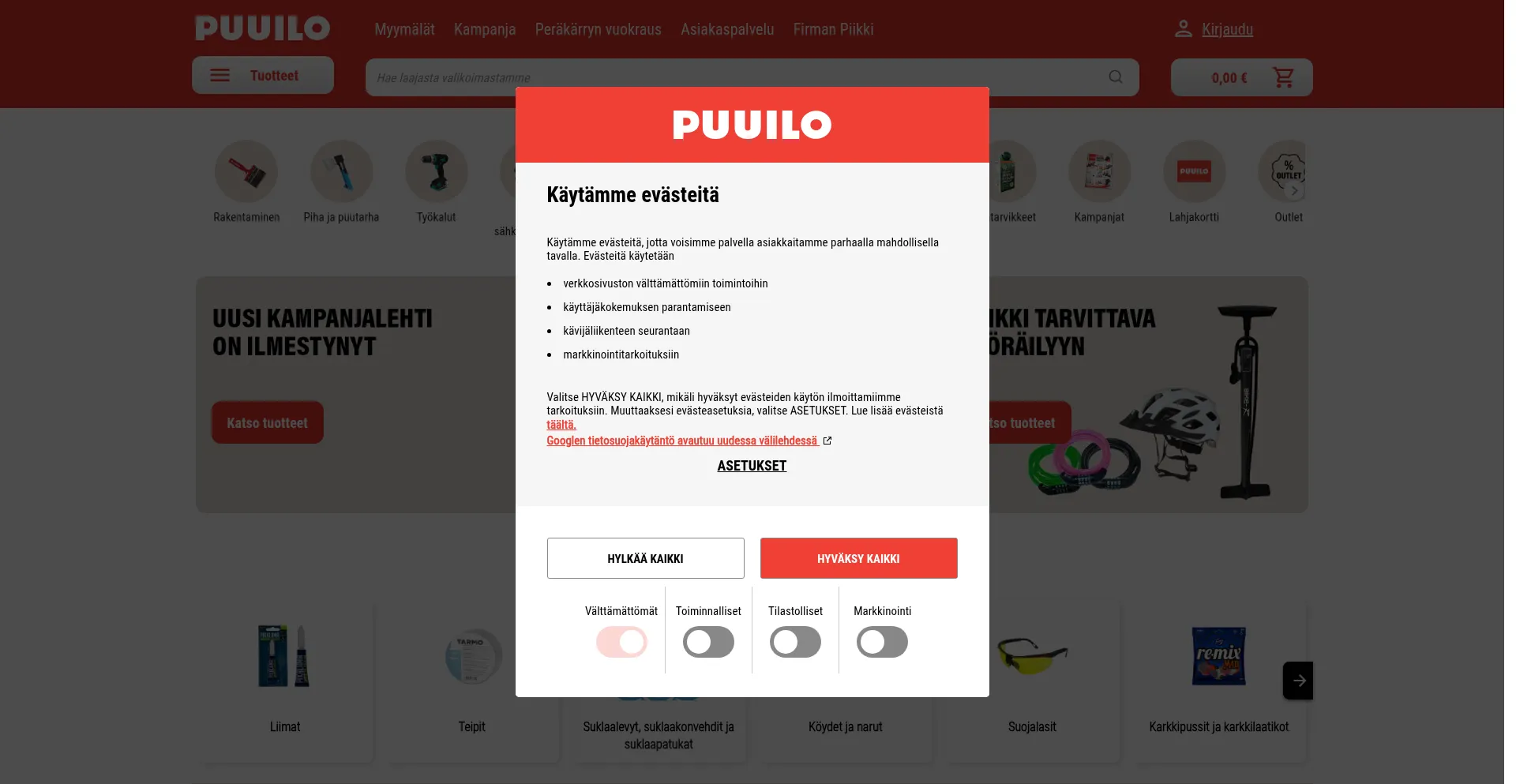 Website screenshot of Puuilo.fi