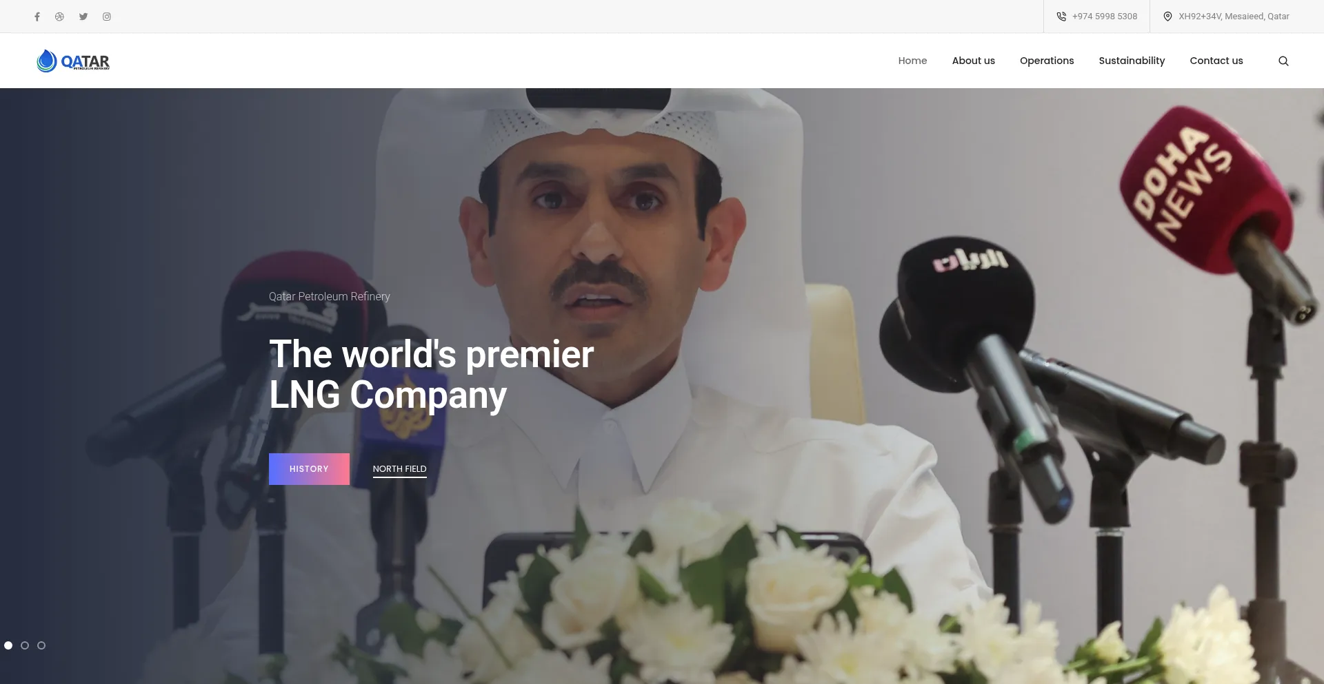 Website screenshot of Qatarpetroleumrefinery.qa