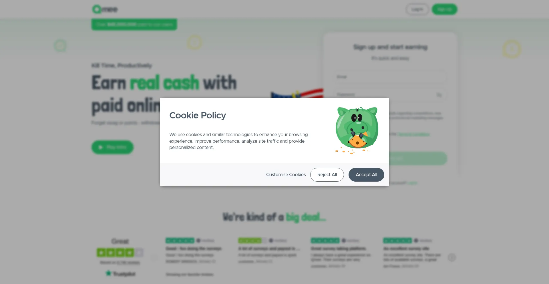 Website screenshot of Qm.ee