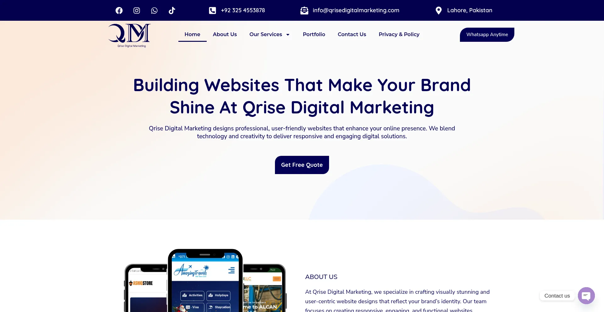 Website screenshot of Qrisedigitalmarketing.com