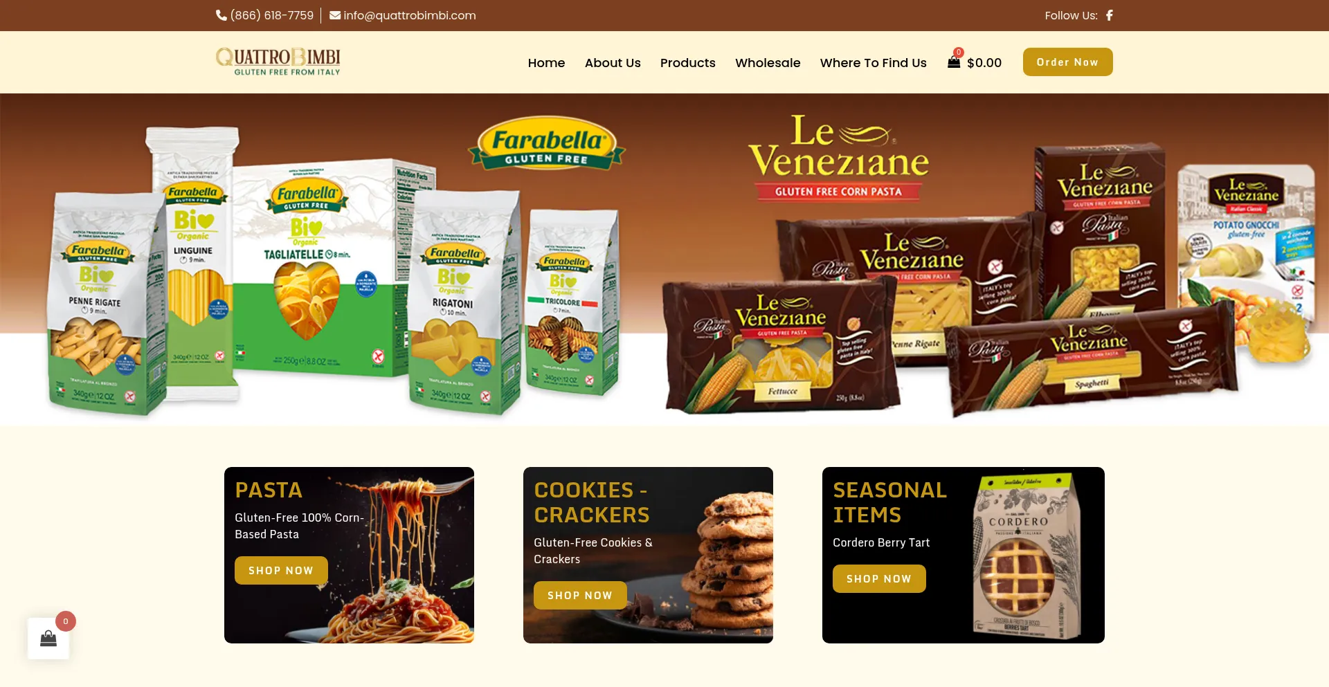 Website screenshot of Quattrobimbi.com