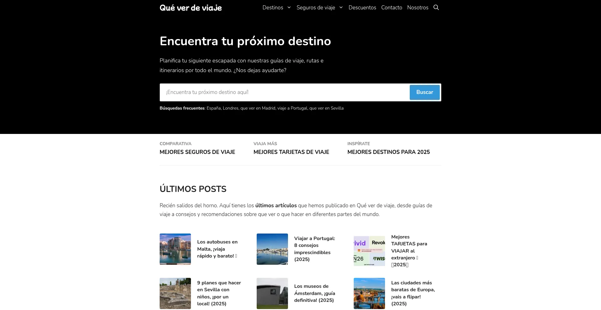 Website screenshot of Queverdeviajes.com