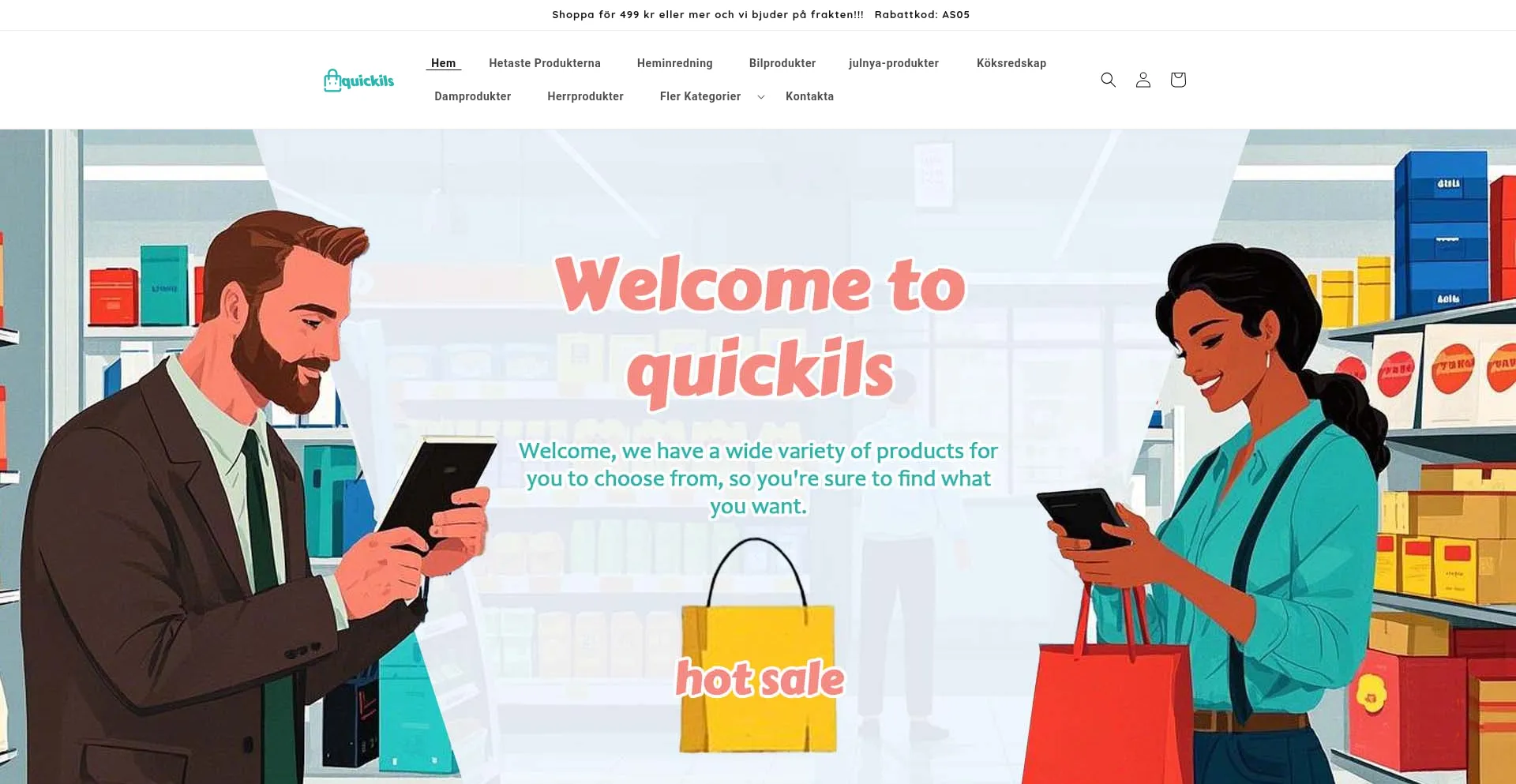 Website screenshot of Quickils.com