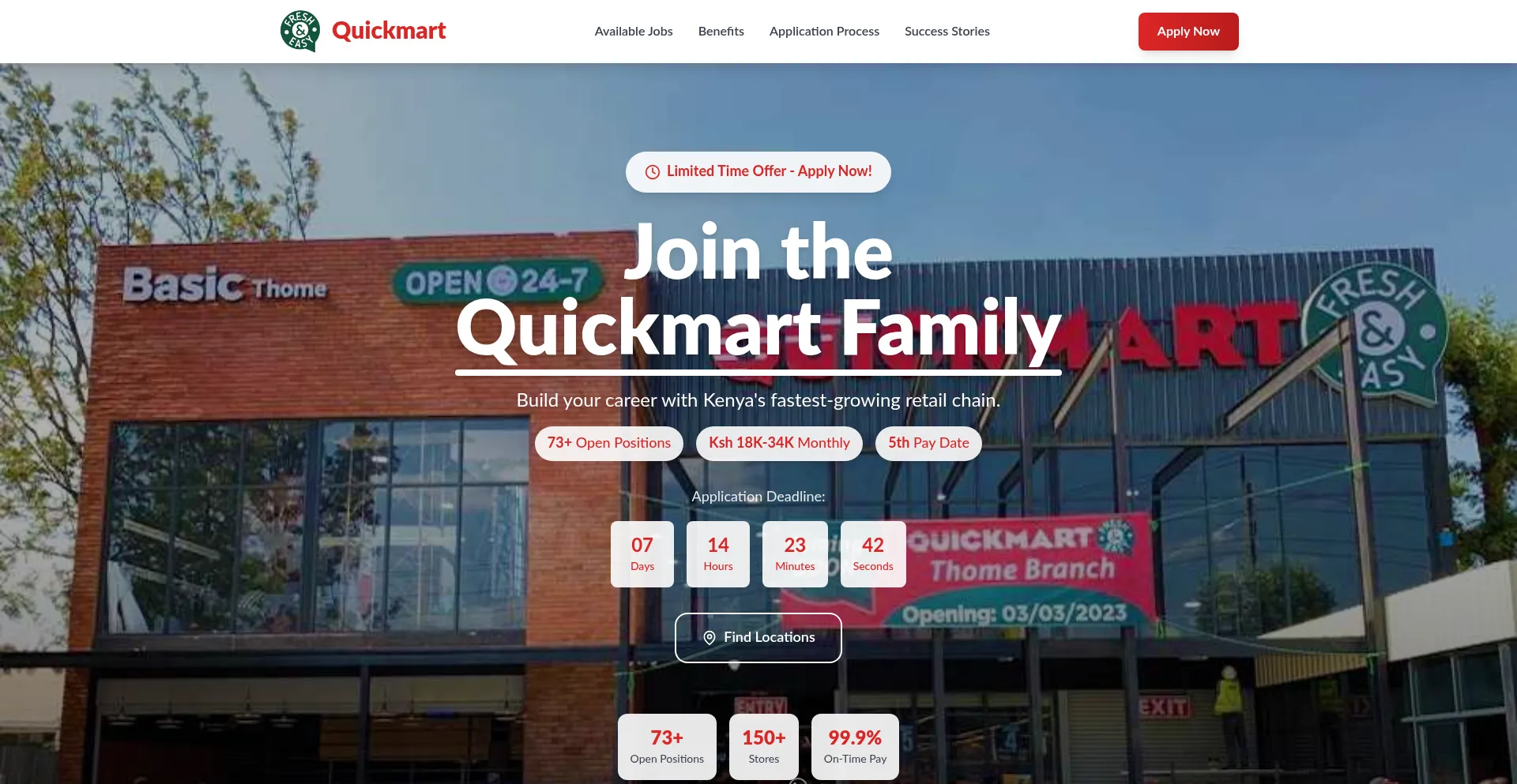 Website screenshot of Quickmartjobs.site
