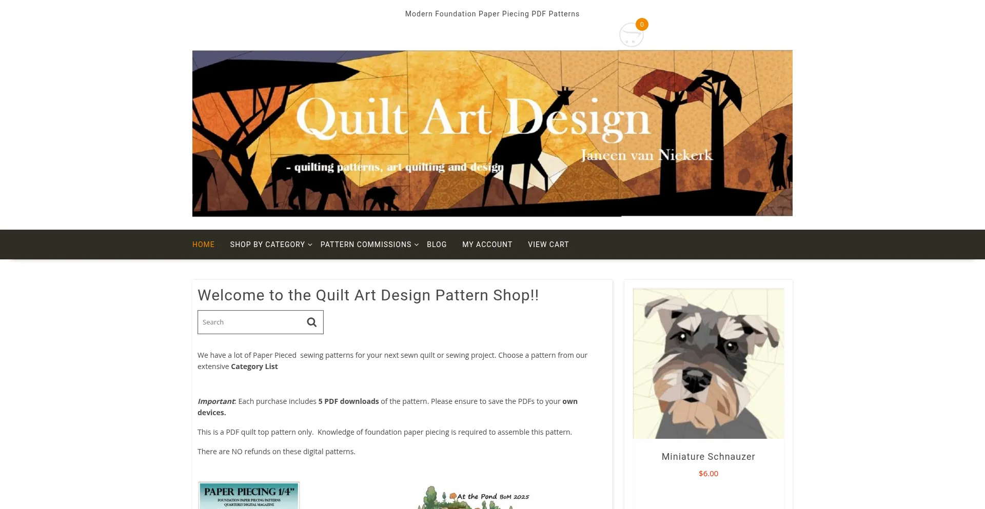 Website screenshot of Quiltartdesign.com