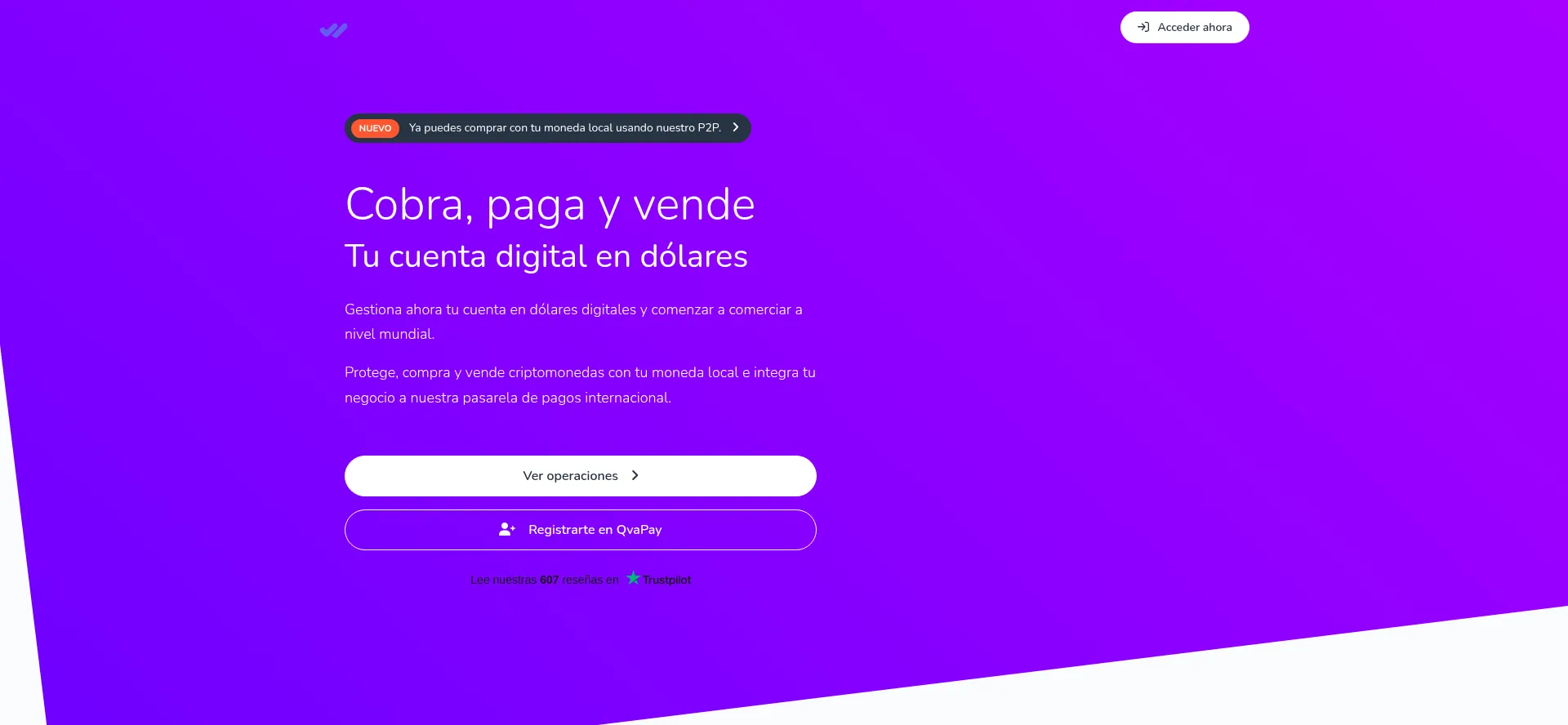 Website screenshot of Qvapay.com
