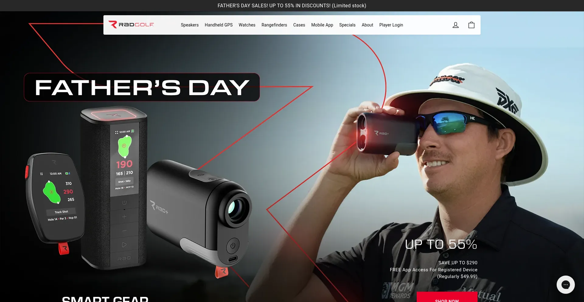 Website screenshot of Radgolf.com
