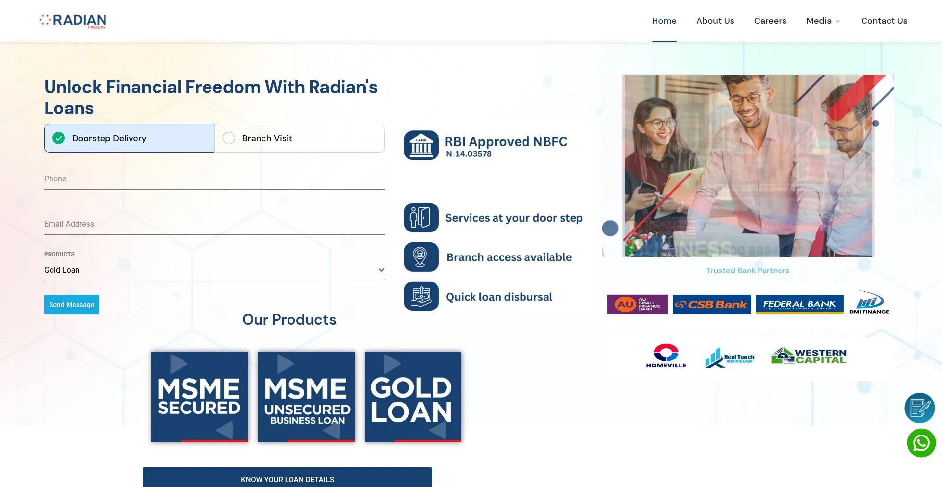 Website screenshot of Radianfinserv.com