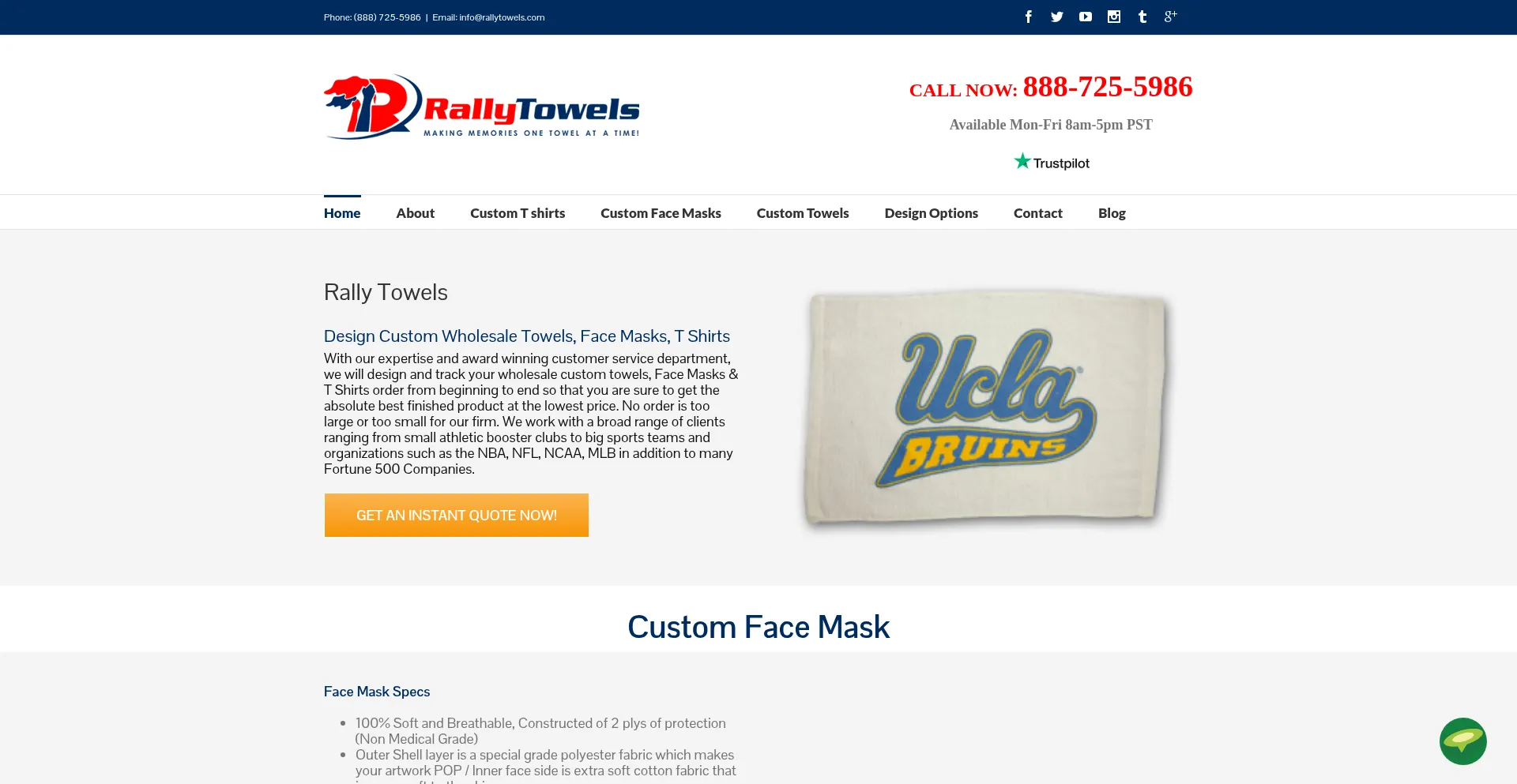 Website screenshot of Rallytowels.com