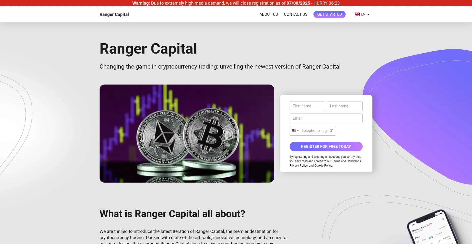 Website screenshot of Rangercapital.ru