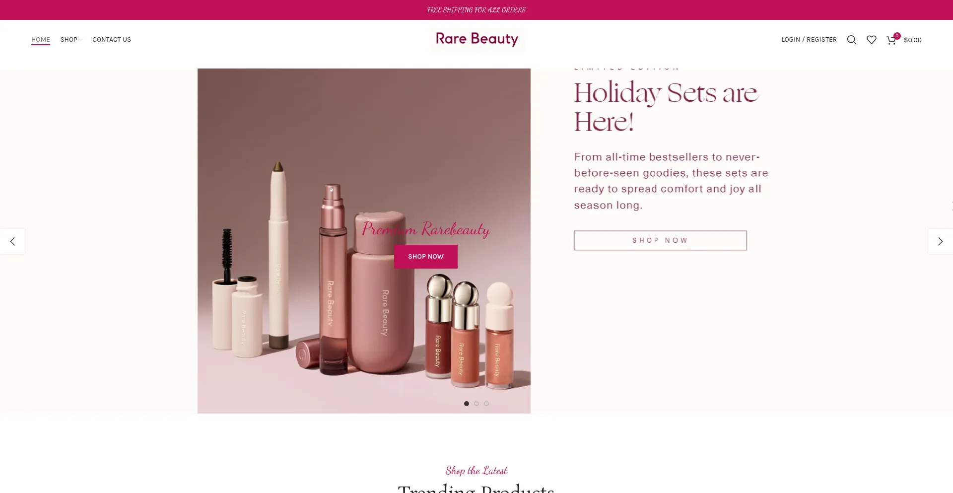 Website screenshot of Rarebeauty.us.com
