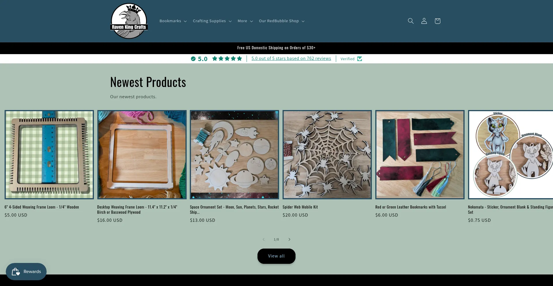 Website screenshot of Ravenkingcrafts.com