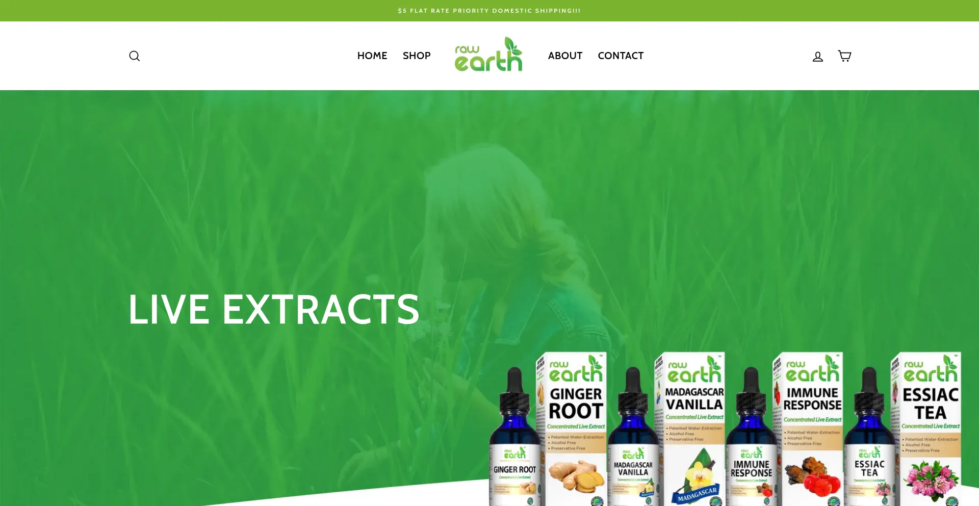 Website screenshot of Rawearth.com