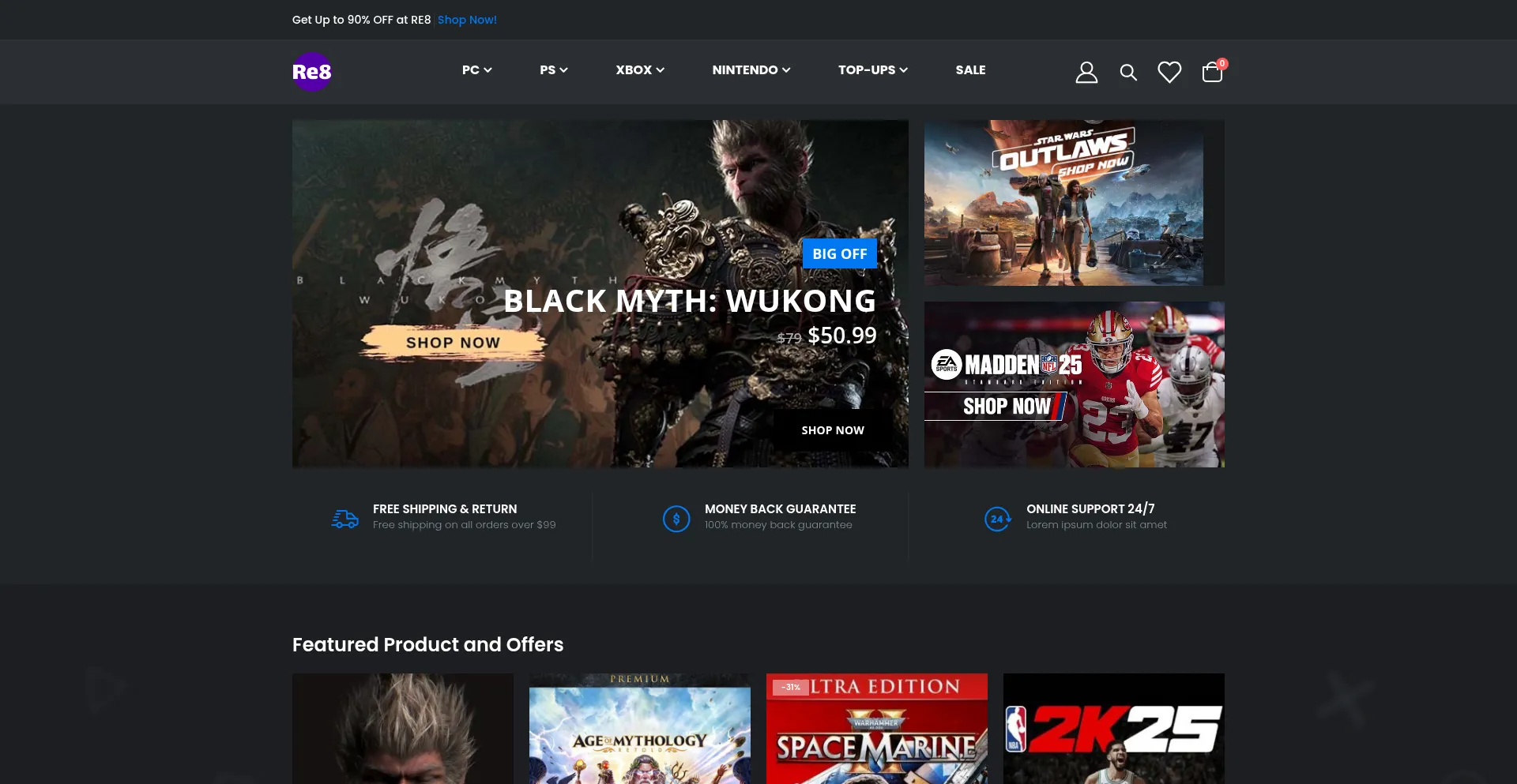 Website screenshot of Re8market.com