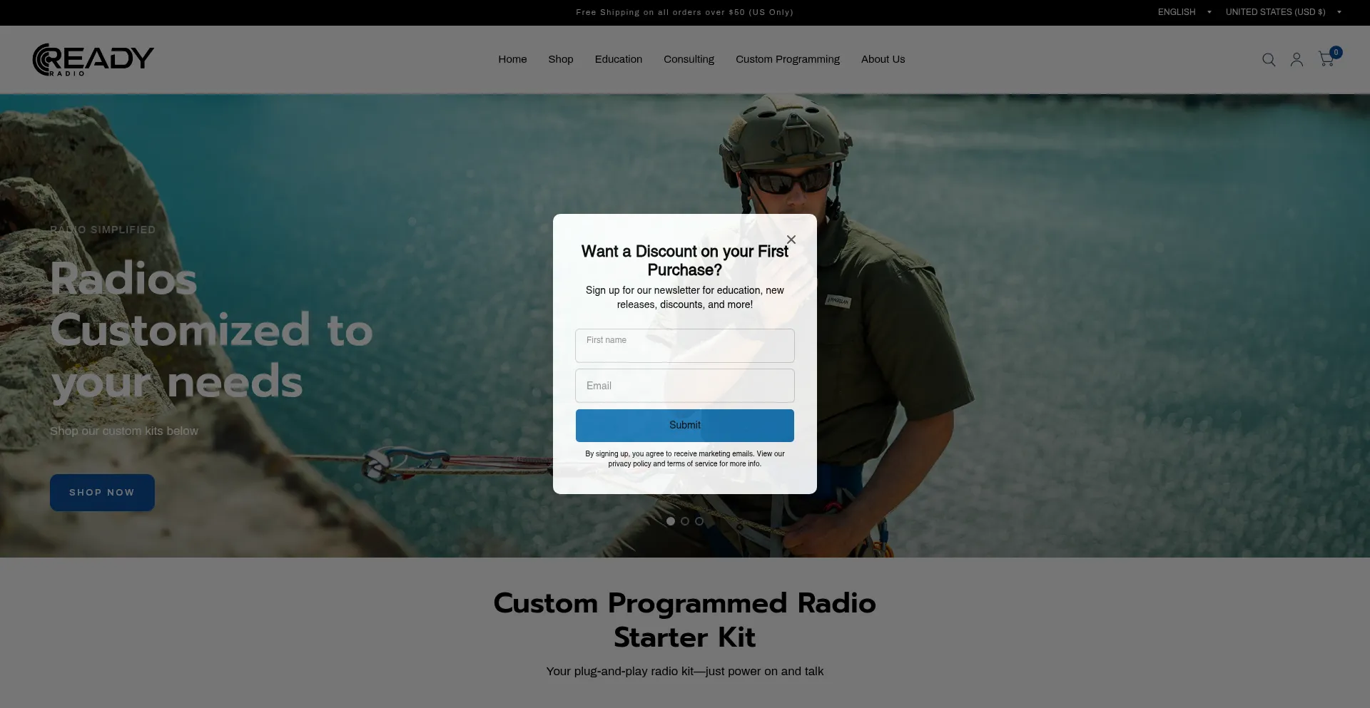 Website screenshot of Readyradio.com