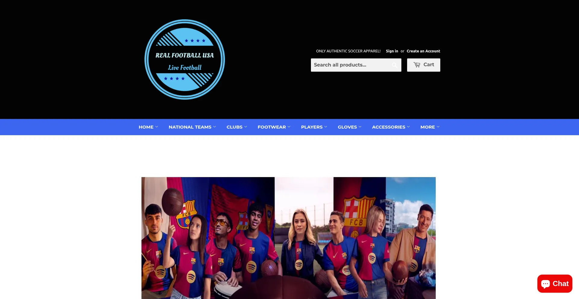 Website screenshot of Realfootballusa.net